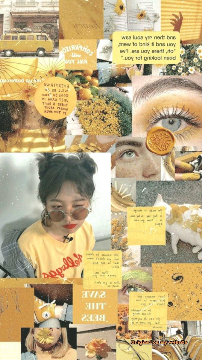 Girl In Yellow Aesthetic Collage — 675x1200 wallpaper