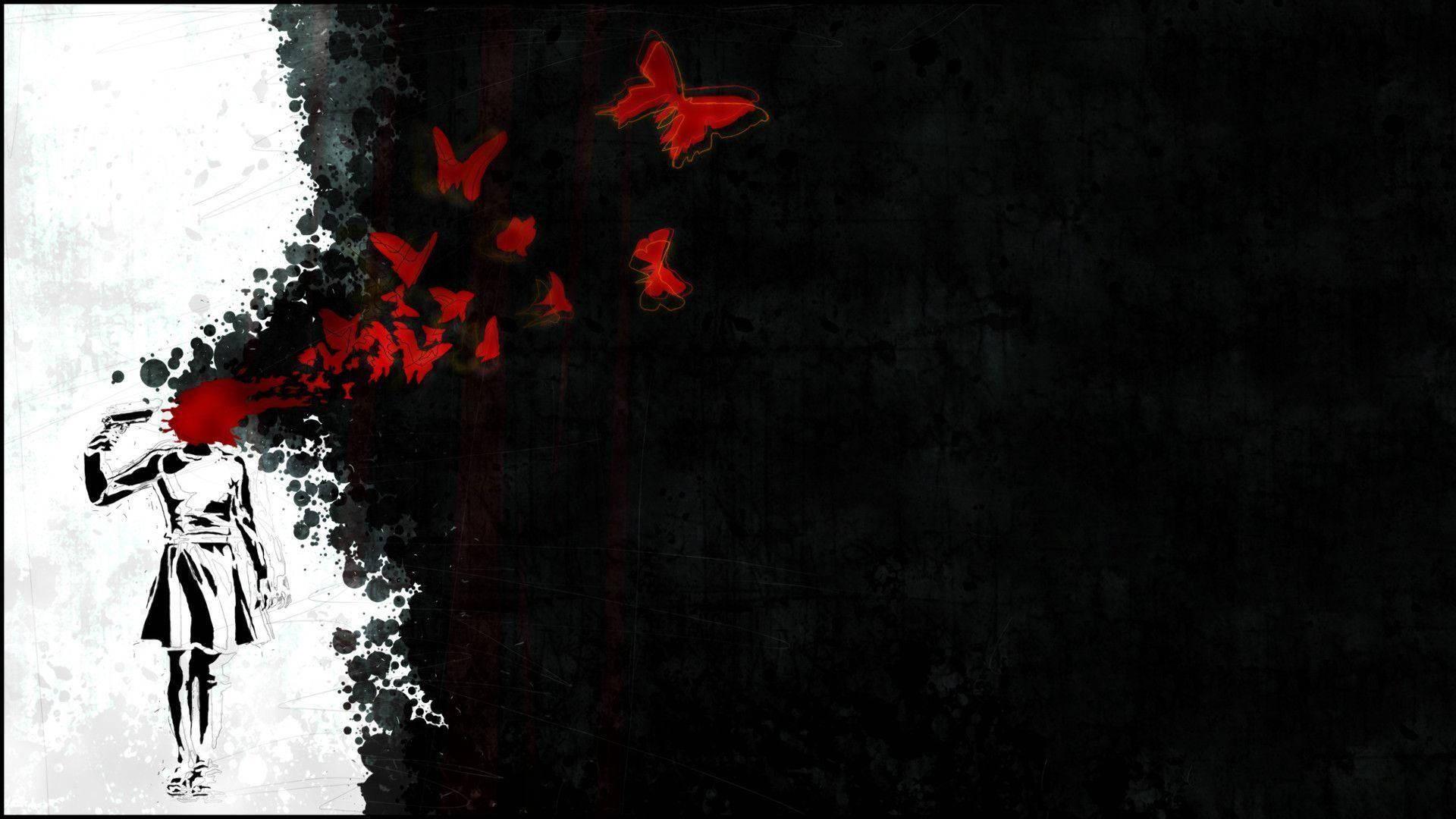 Girl Shot Herself Dark Anime — 1920x1080 wallpaper