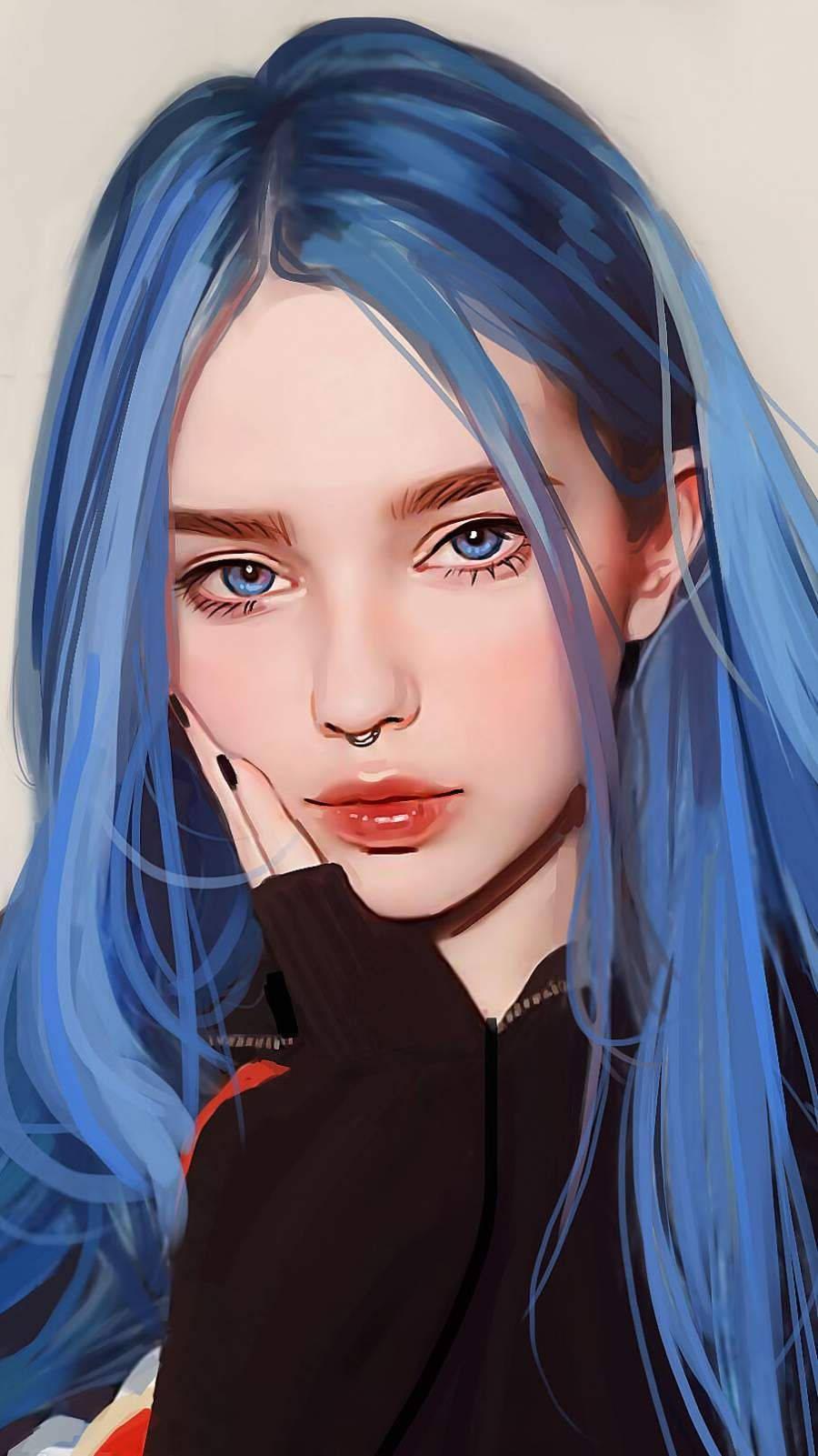 Girl With Blue Hair iPhone 11 — 900x1601 wallpaper
