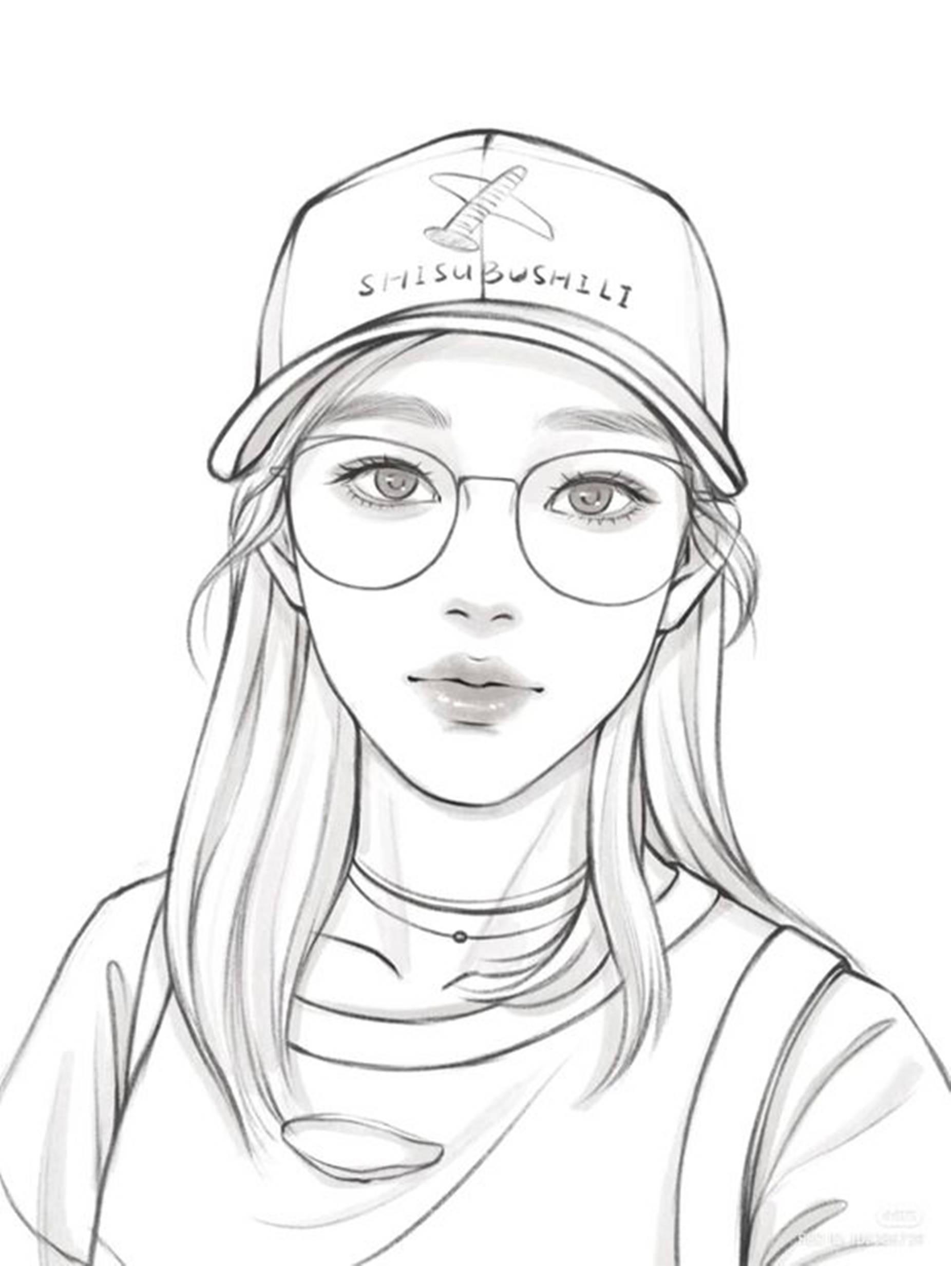 Girl With Cap Unique Cool PFP Sketch — 1852x2466 wallpaper