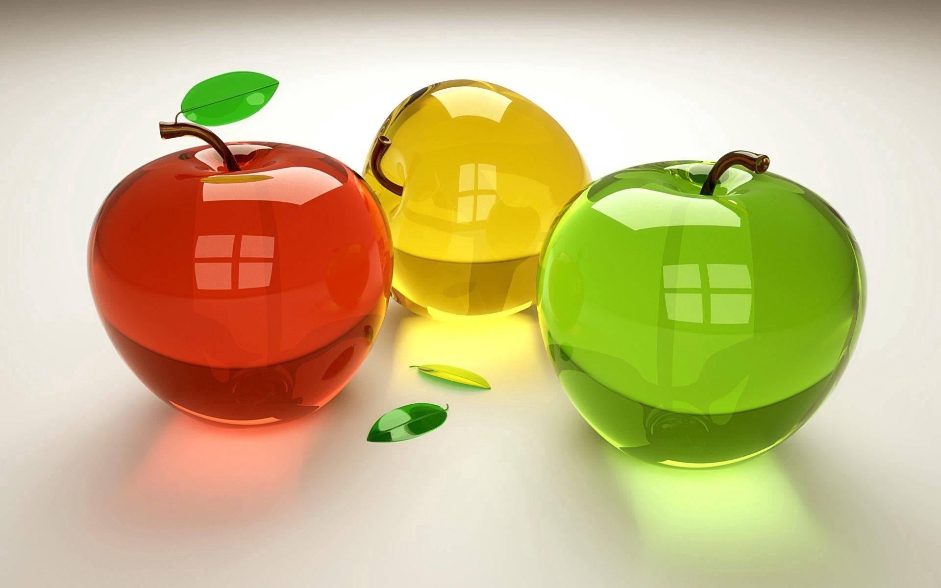 Glistening Red Apples in 3D — 1920x1200 wallpaper
