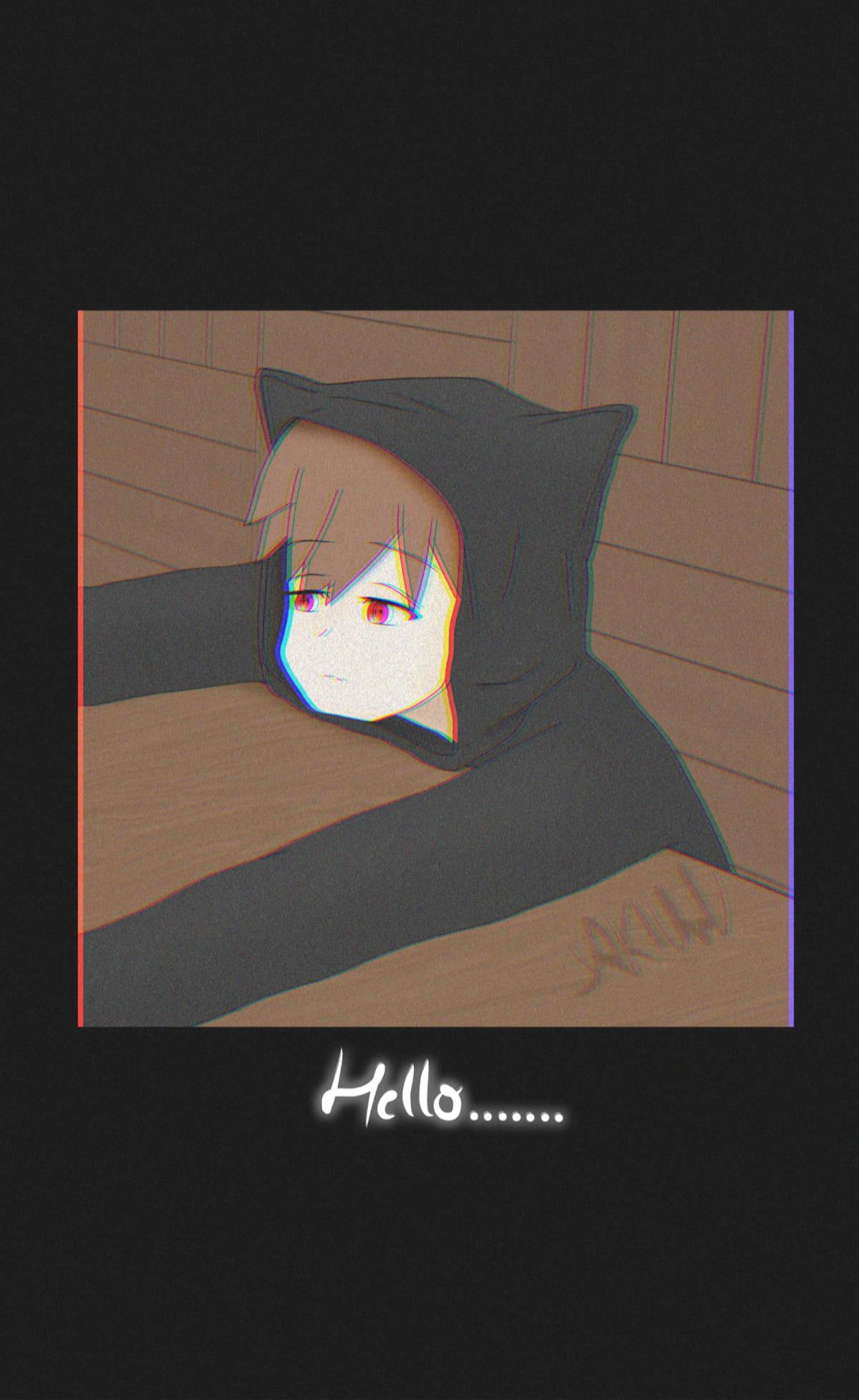 Gloomy Adolescent: The Cartoon Depiction of a Sad Boy with a Black Hoodie — 1200x1955 wallpaper