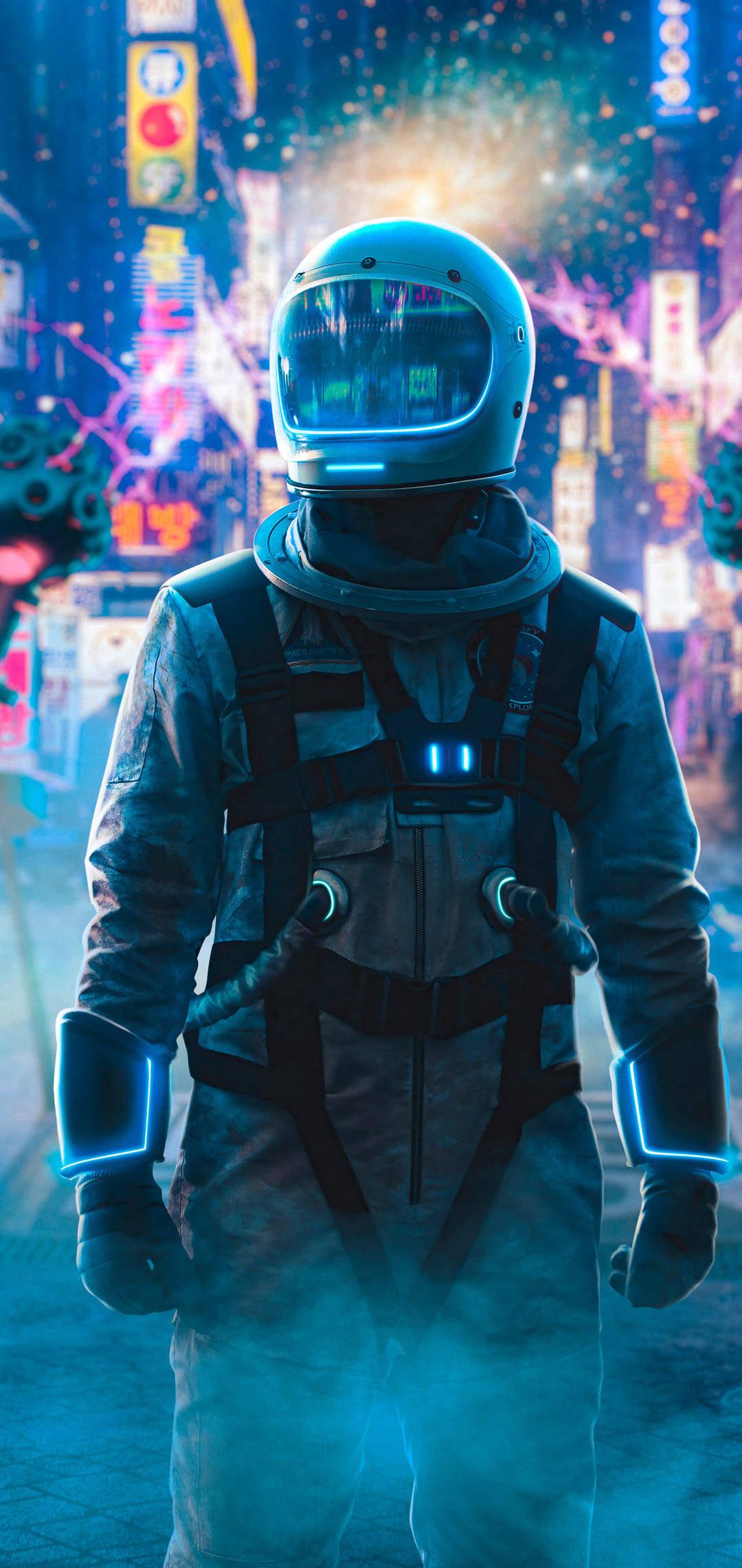 Glowing Astronaut iPhone 11 — 1080x2280 wallpaper