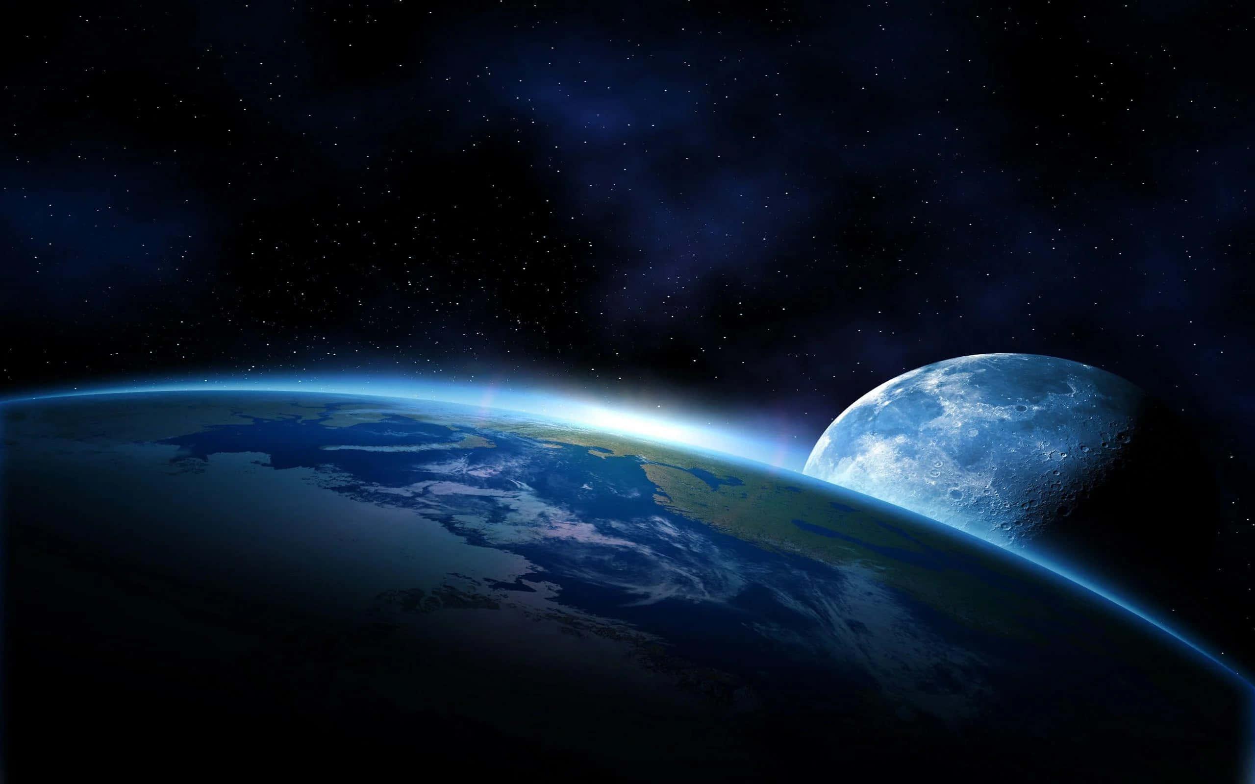 Glowing Earth Against Moon Background — 2560x1600 wallpaper