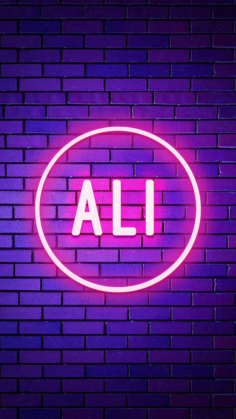 Glowing Neon Ali Name — 800x1422 wallpaper