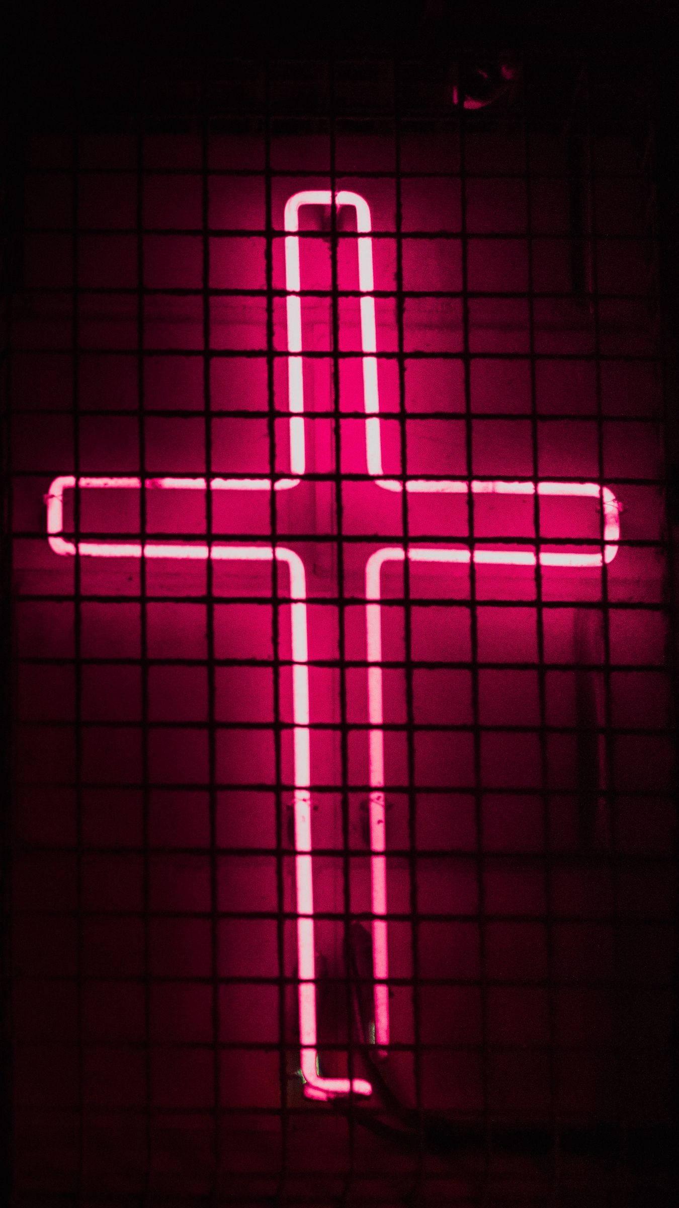 Glowing Neon Cross Christian Iphone — 1350x2400 wallpaper