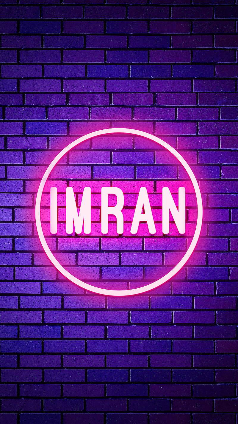 Glowing Neon Imran Name — 800x1422 wallpaper