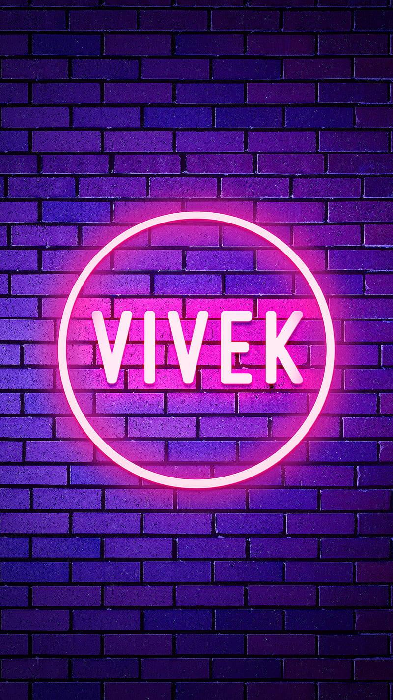Glowing Neon Vivek Name — 800x1422 wallpaper