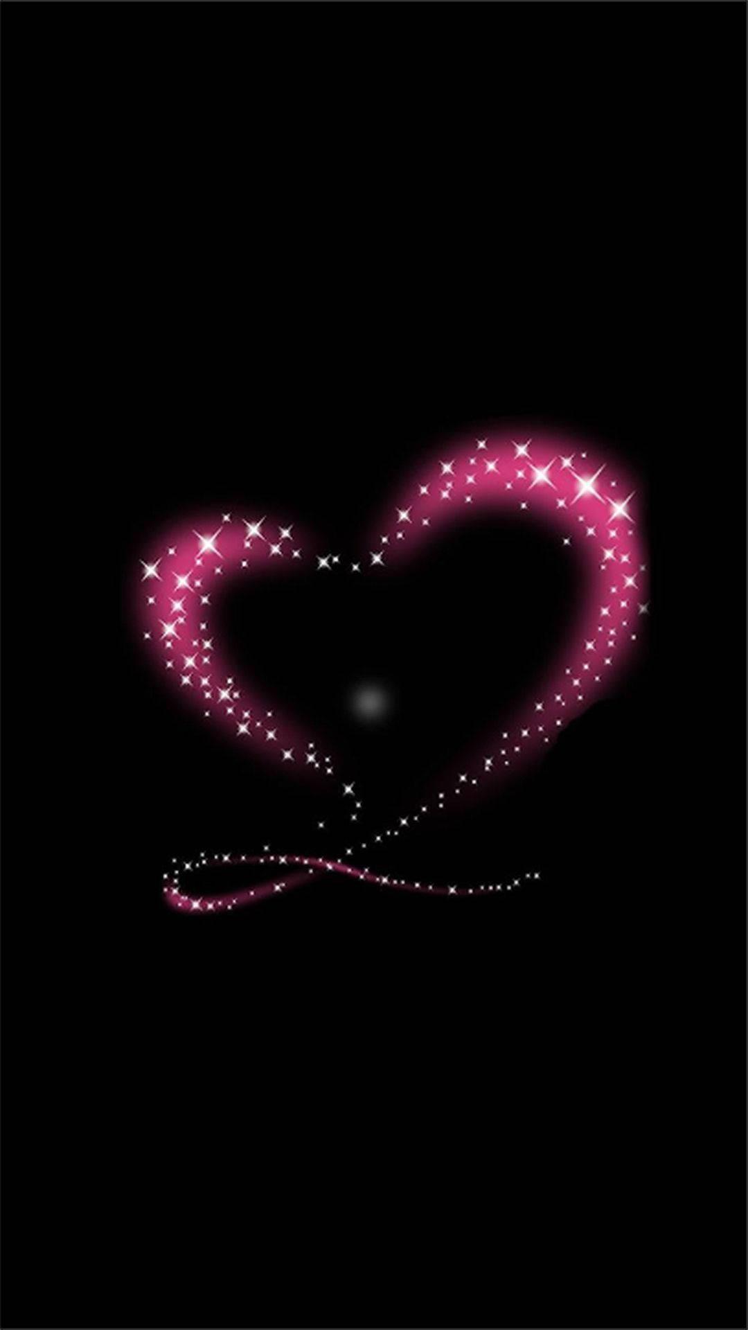 Glowing Pink Heart Love Phone — 1080x1920 wallpaper