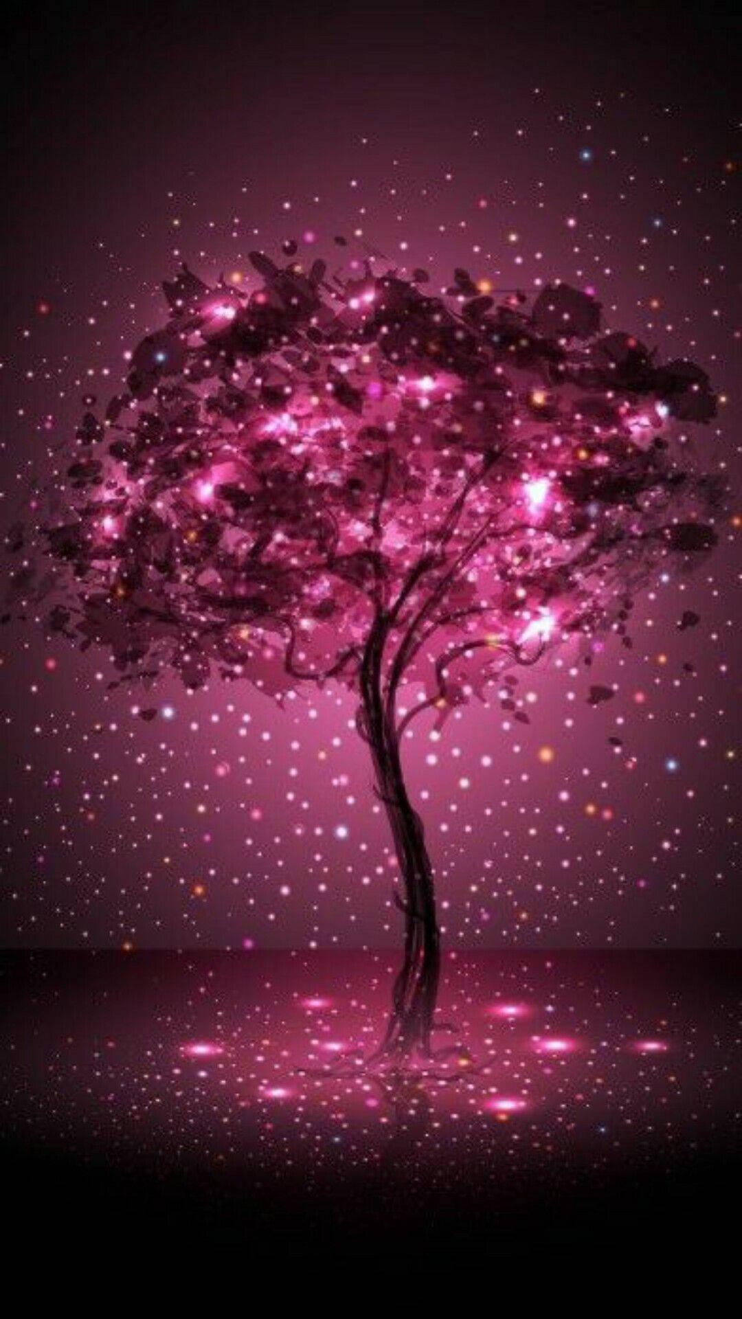 Glowing Red Tree Pretty Phone — 1080x1920 wallpaper