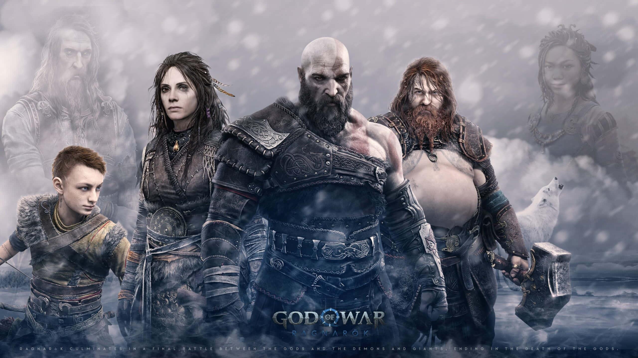 God of War - Kratos and Atreus battling against evildoers — 2560x1440 wallpaper