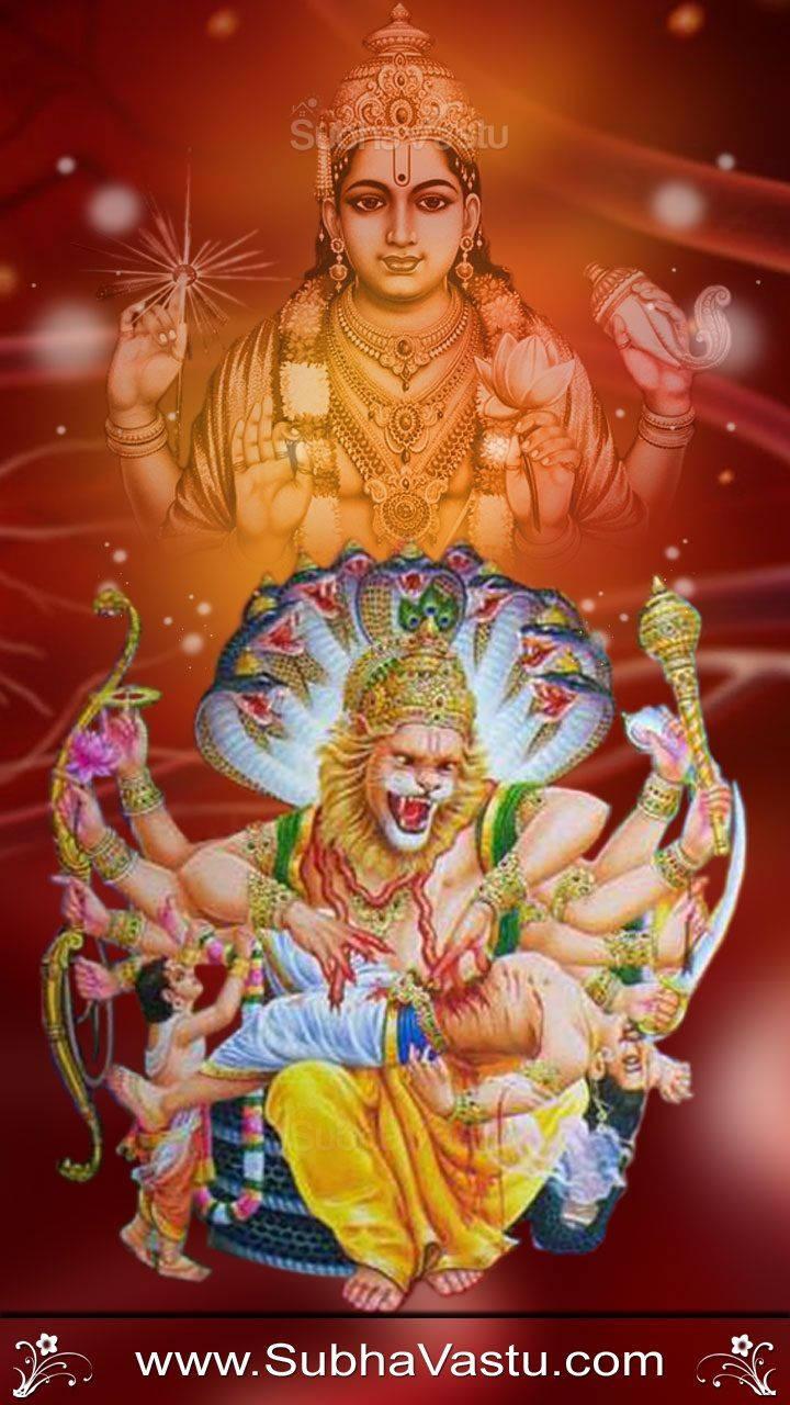 Goddess Lakshmi And Lord Narasimha — 720x1280 wallpaper