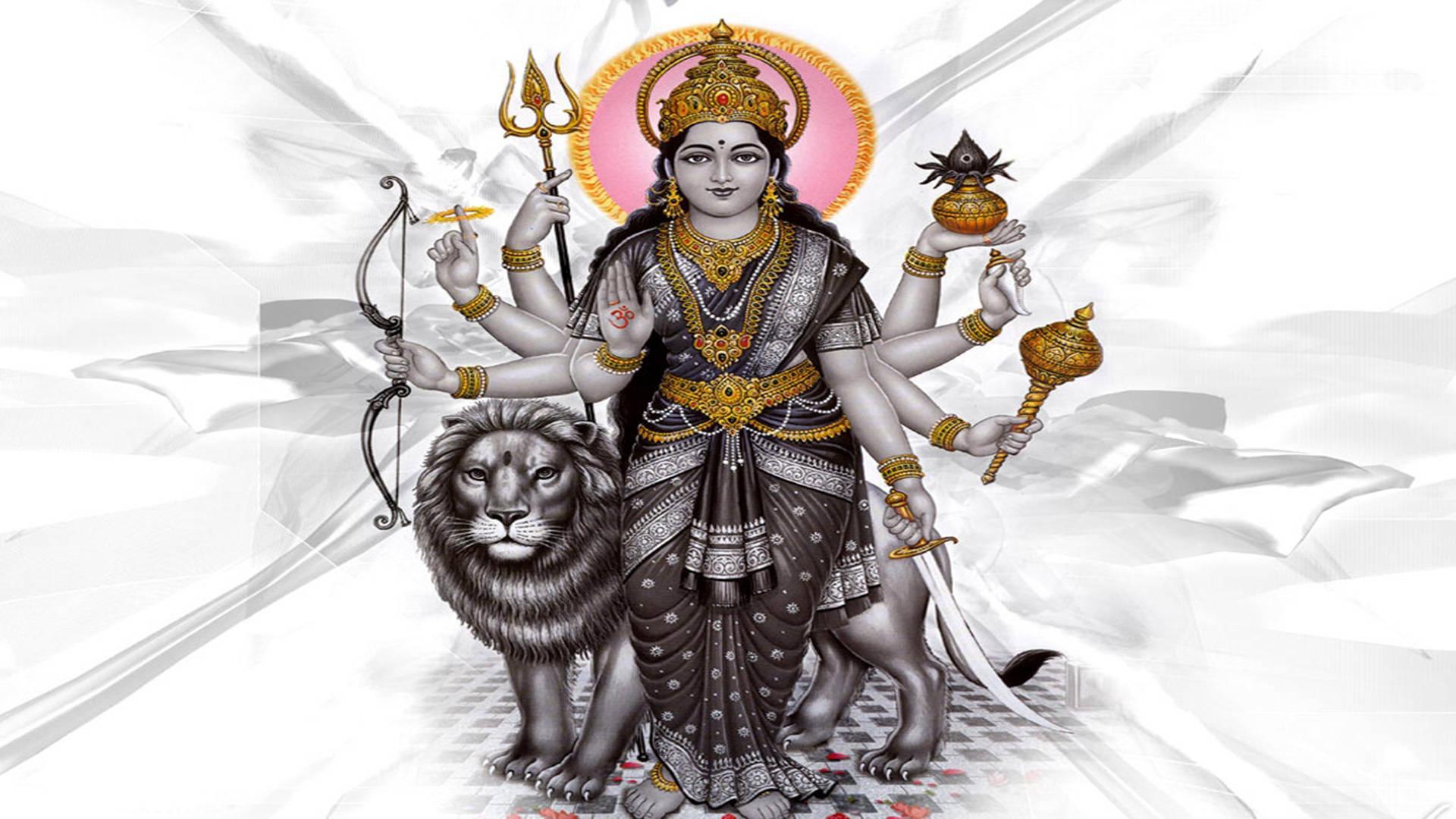 Goddess Maa Sherawali Color Splash Art — 1920x1080 wallpaper
