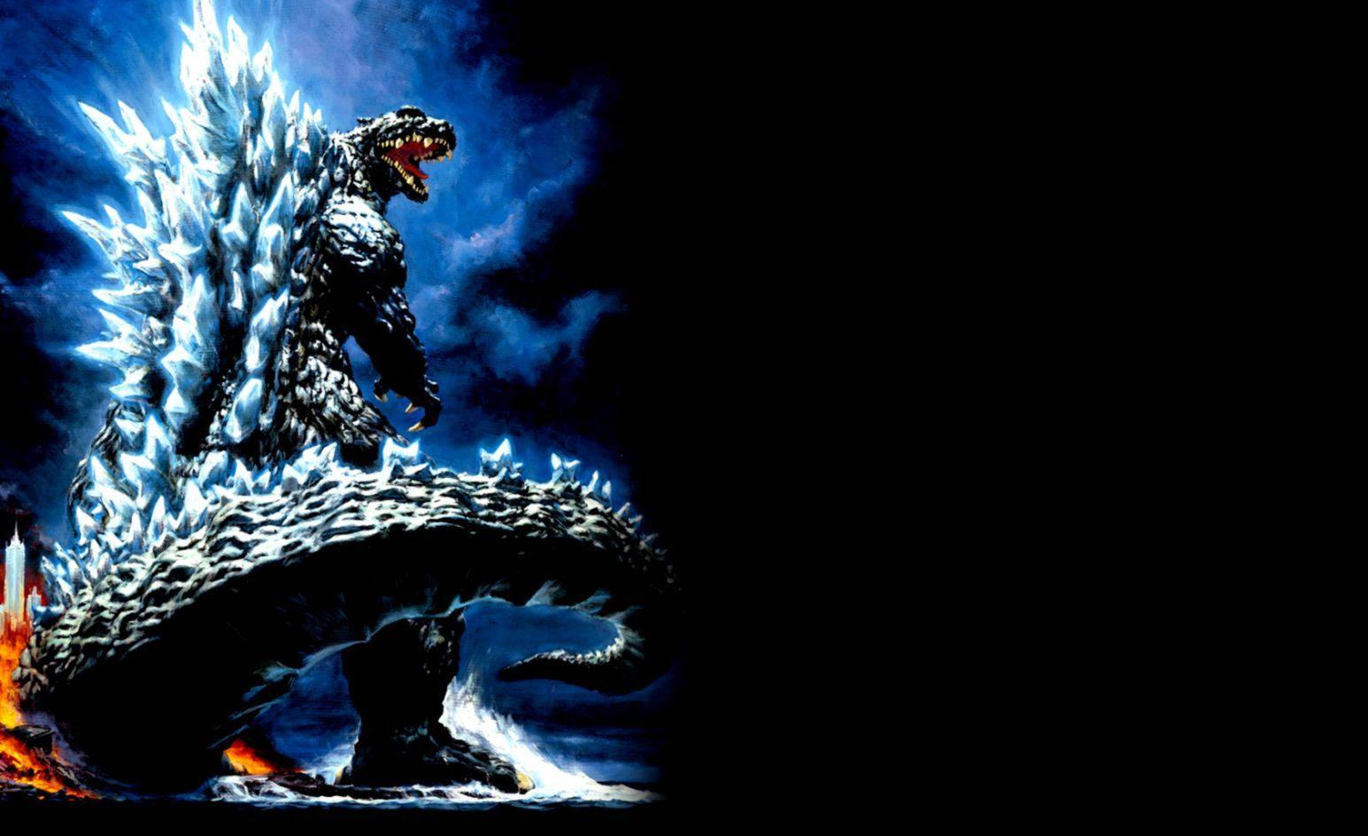 Godzilla Awakens in a Frosty Ice Blue — 1545x945 wallpaper