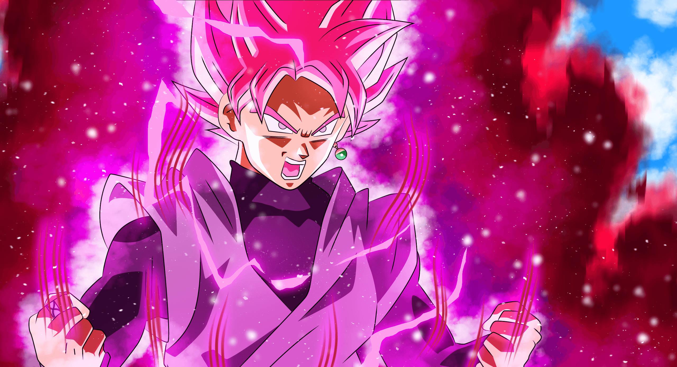 Goku Black unleashes a powerful Rose Rage attack — 2560x1389 wallpaper