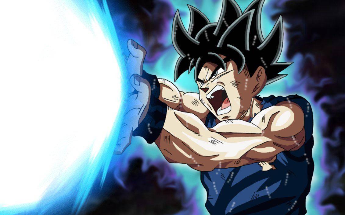 Goku unleashes a powerful Kamehameha Wave