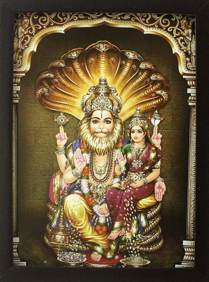 Golden Lord Narasimha And Lakshmi — 800x1075 wallpaper