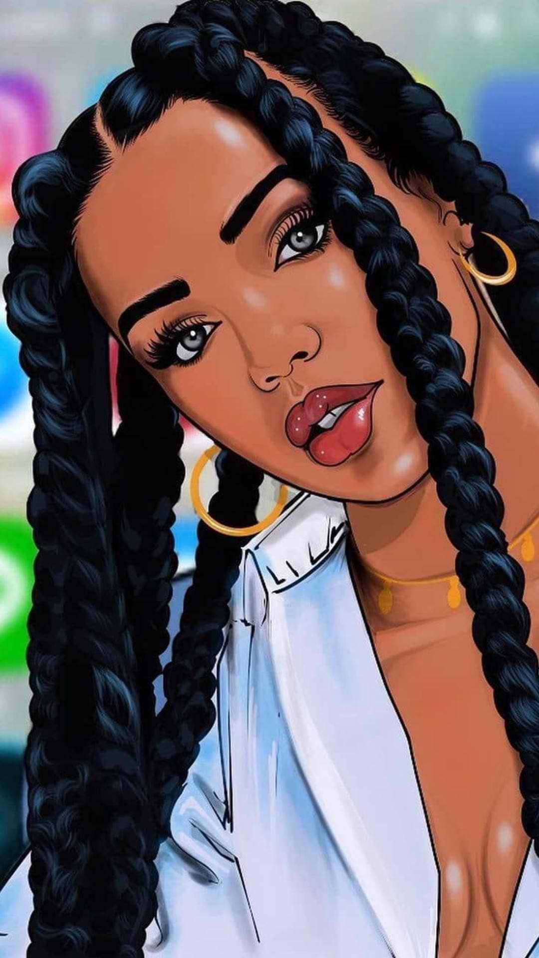 Grace and Beauty - Cute Black Girl with Interlaced Hair — 1080x1920 wallpaper
