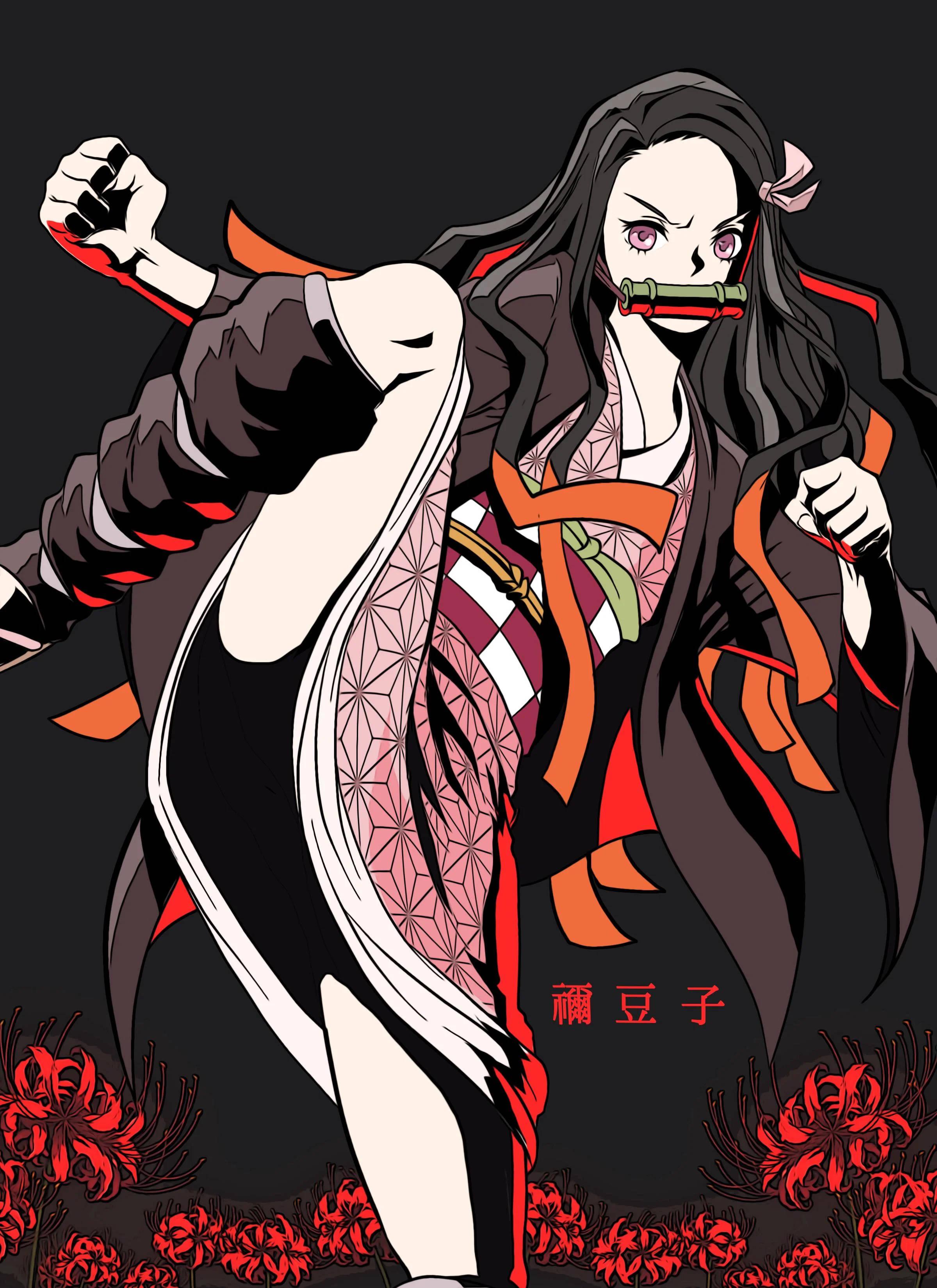 Graphic Art Kick Demon Slayer Nezuko — 2400x3300 wallpaper