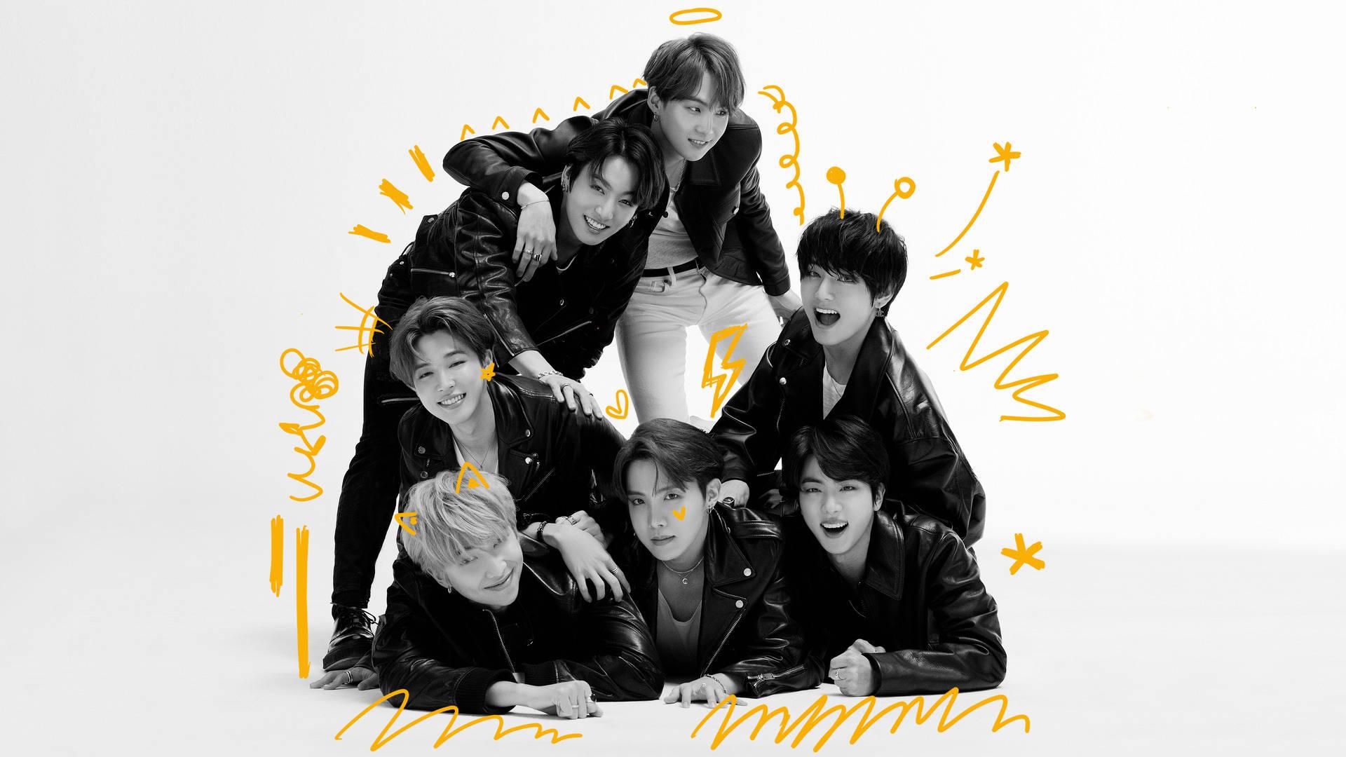 Grayscale BTS Group Photo — 1920x1080 wallpaper