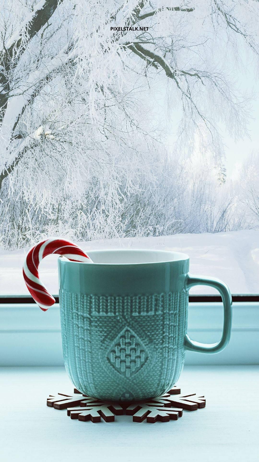 Green Mug Candy Cane Winter iPhone — 1080x1920 wallpaper