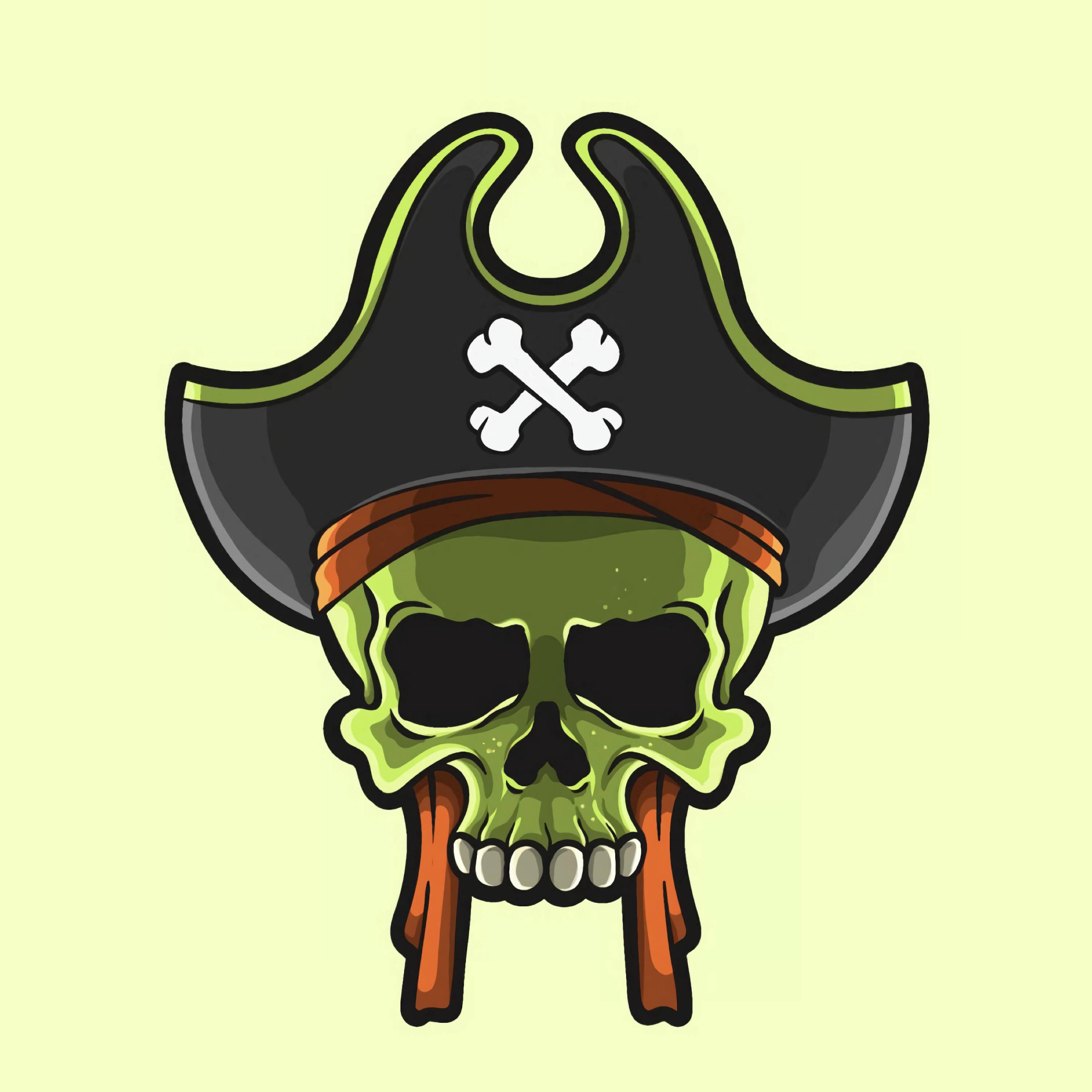 Green Skull Pirate Logo — 3000x3000 wallpaper