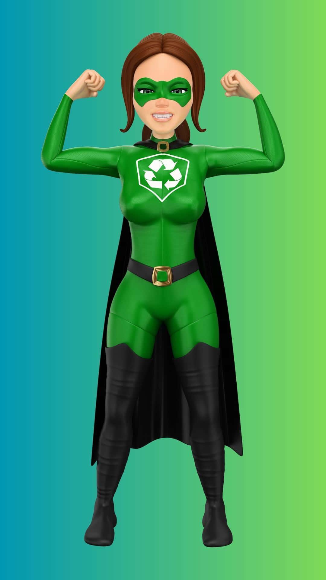 Green Superhero With Recycle Logo Background — 1080x1920 wallpaper