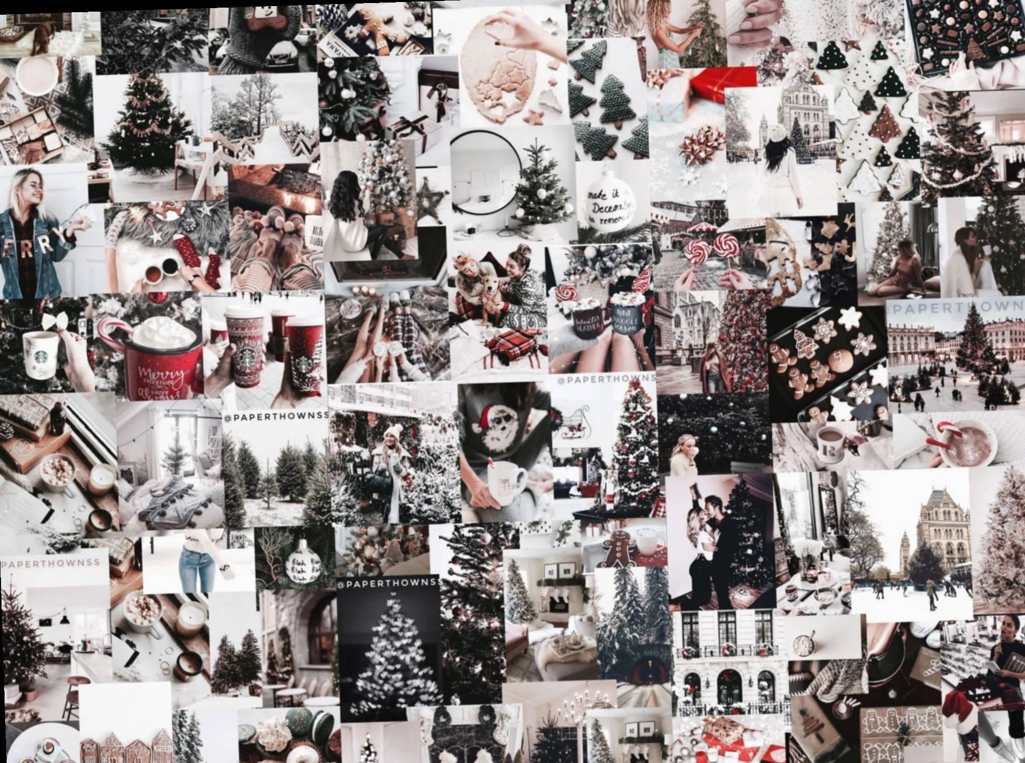 Greyscale Christmas Collage — 2017x1501 wallpaper