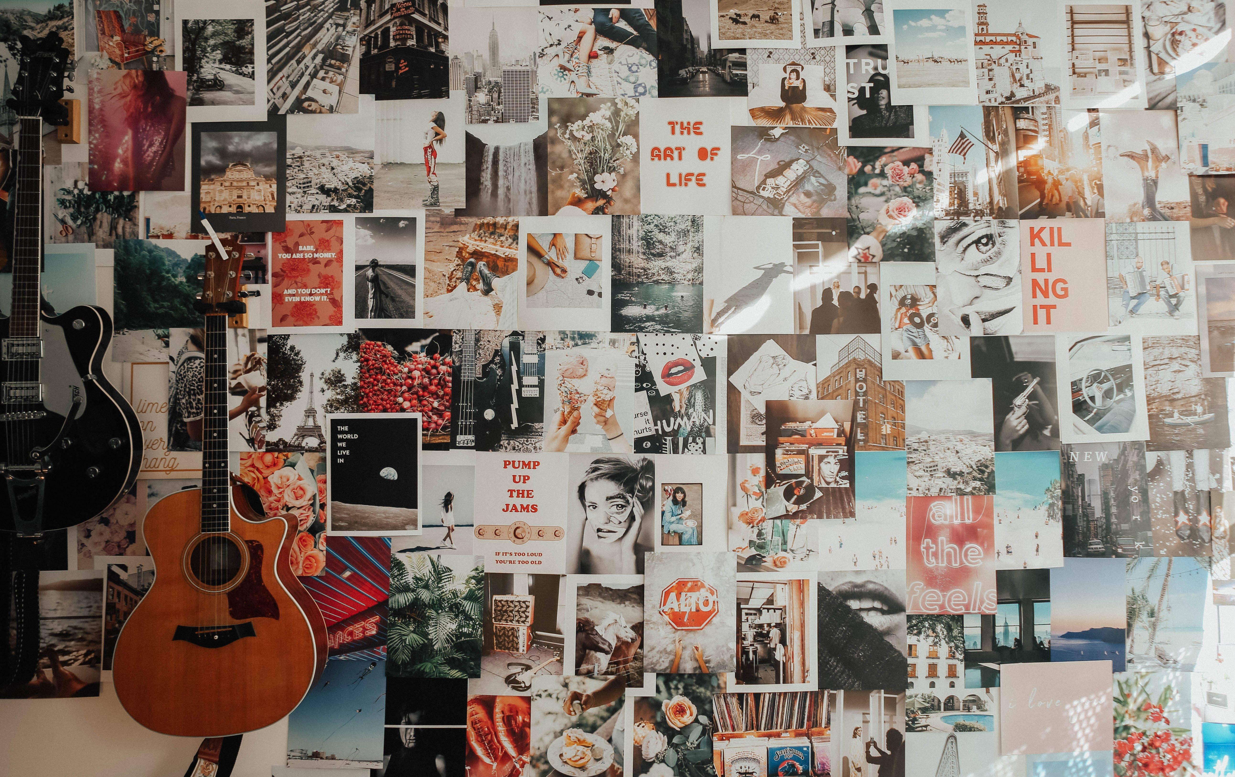Guitar In Wall Aesthetic Collage — 5170x3251 wallpaper