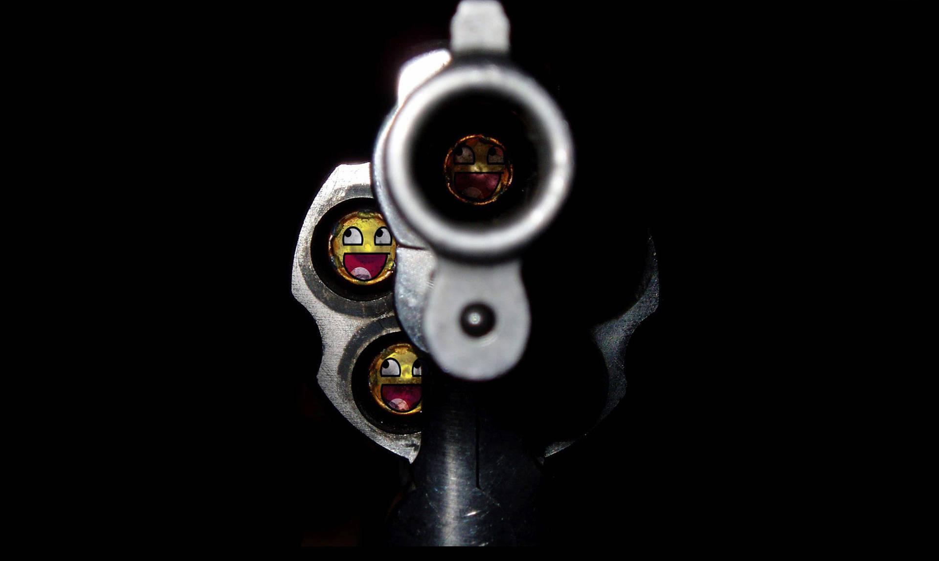 Gun With Epic Smiley Face Bullets Meme — 1920x1148 wallpaper