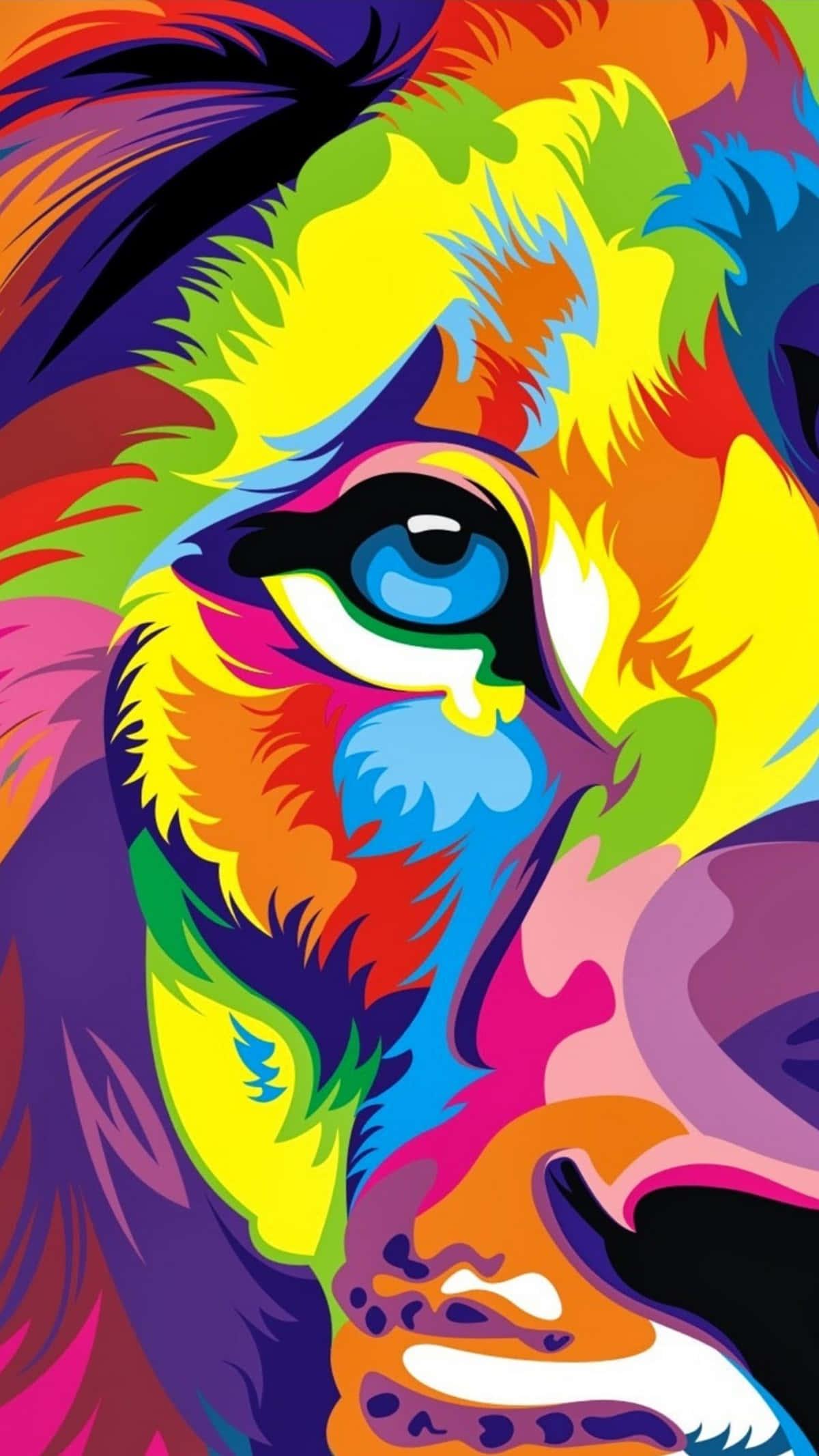 Half Rainbow Lion Colorful 4k Phone — 1200x2133 wallpaper
