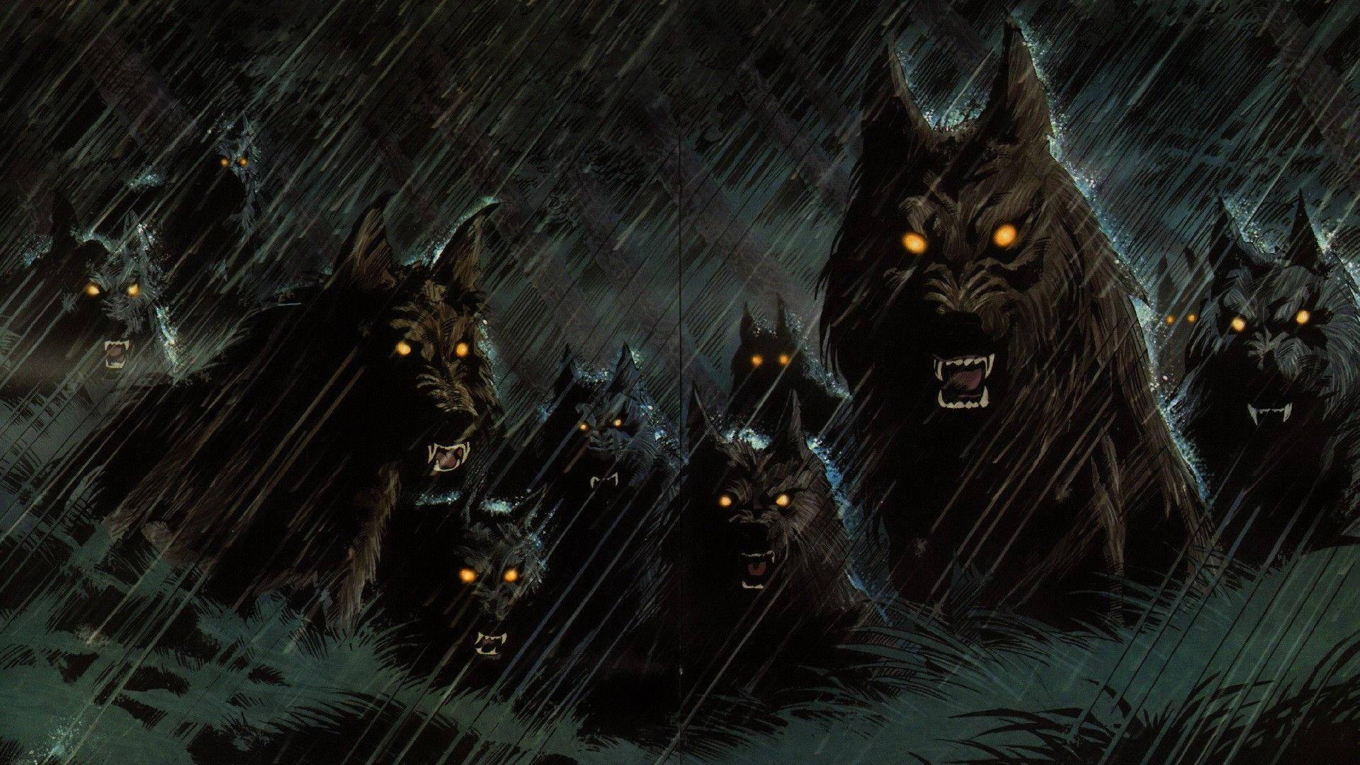 Halloween Werewolves Dark Rain — 1920x1080 wallpaper