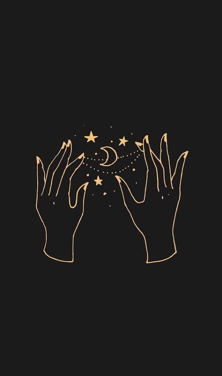 Hands And Stars Aesthetic Drawing — 736x1244 wallpaper