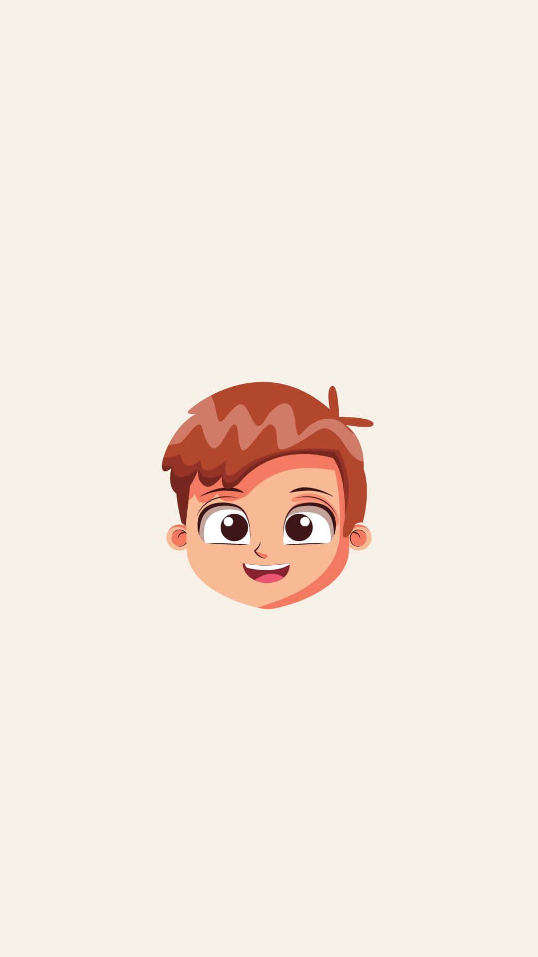 Handsome Boy Cartoon Head With Brown Hair — 1080x1920 wallpaper