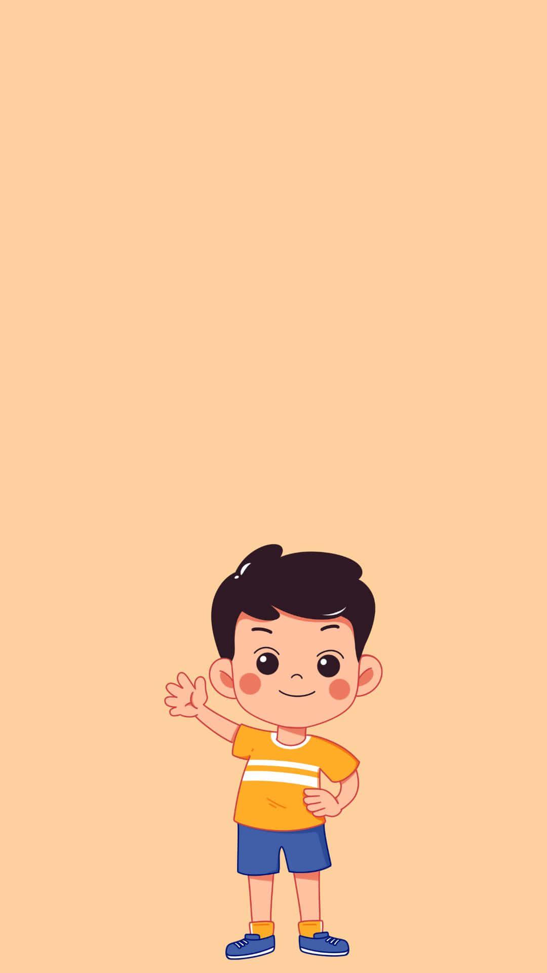 Handsome Boy Cartoon In Yellow And Blue — 1080x1920 wallpaper