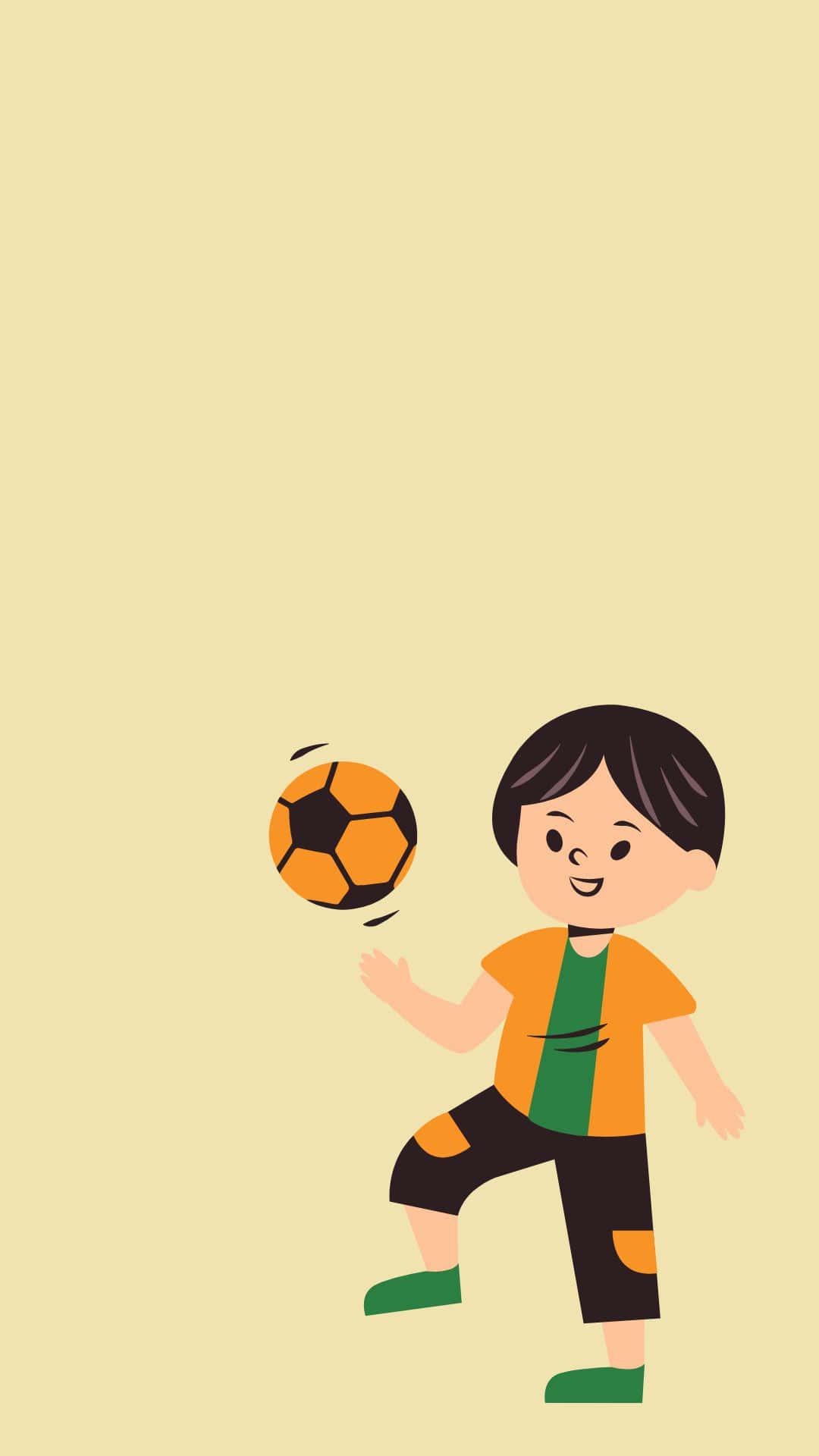 Handsome Boy Cartoon Playing Soccer Ball — 1080x1920 wallpaper