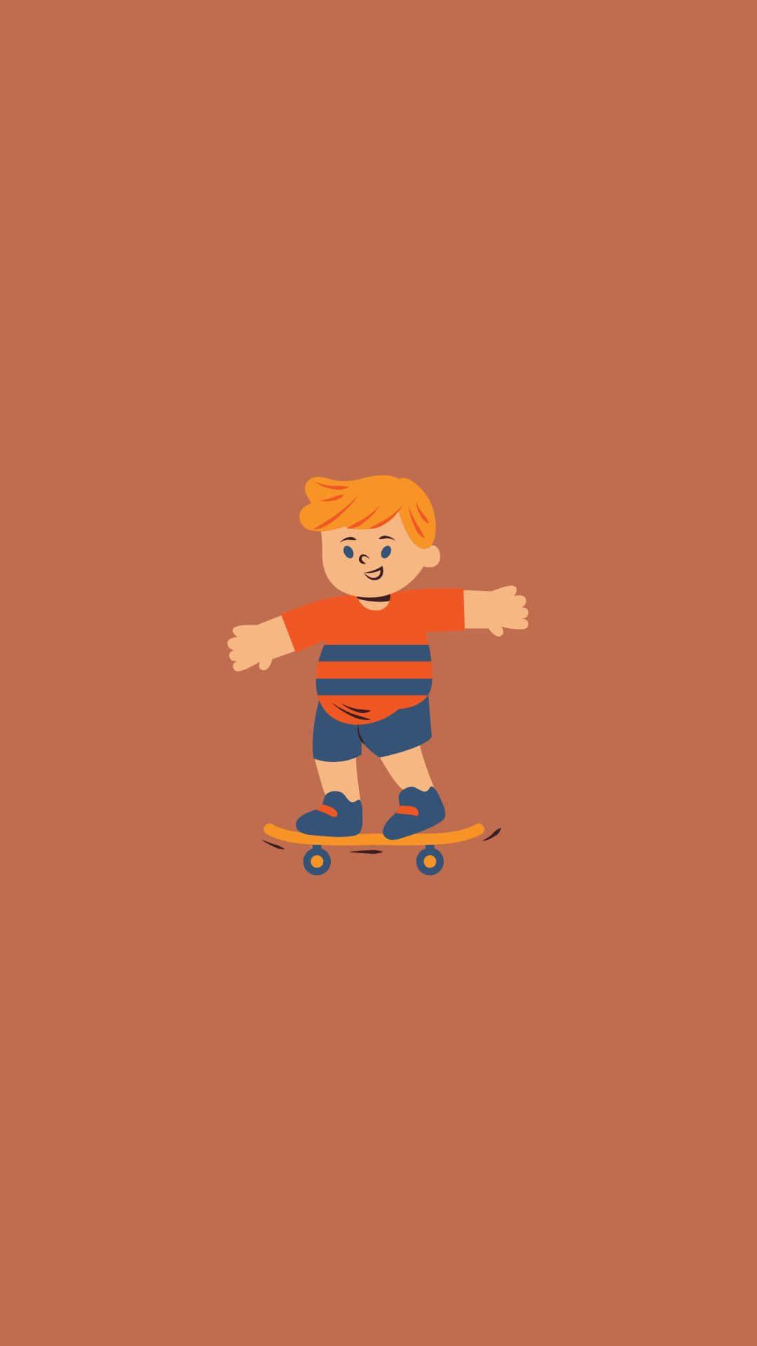 Handsome Boy Cartoon Riding Skateboard — 1080x1920 wallpaper
