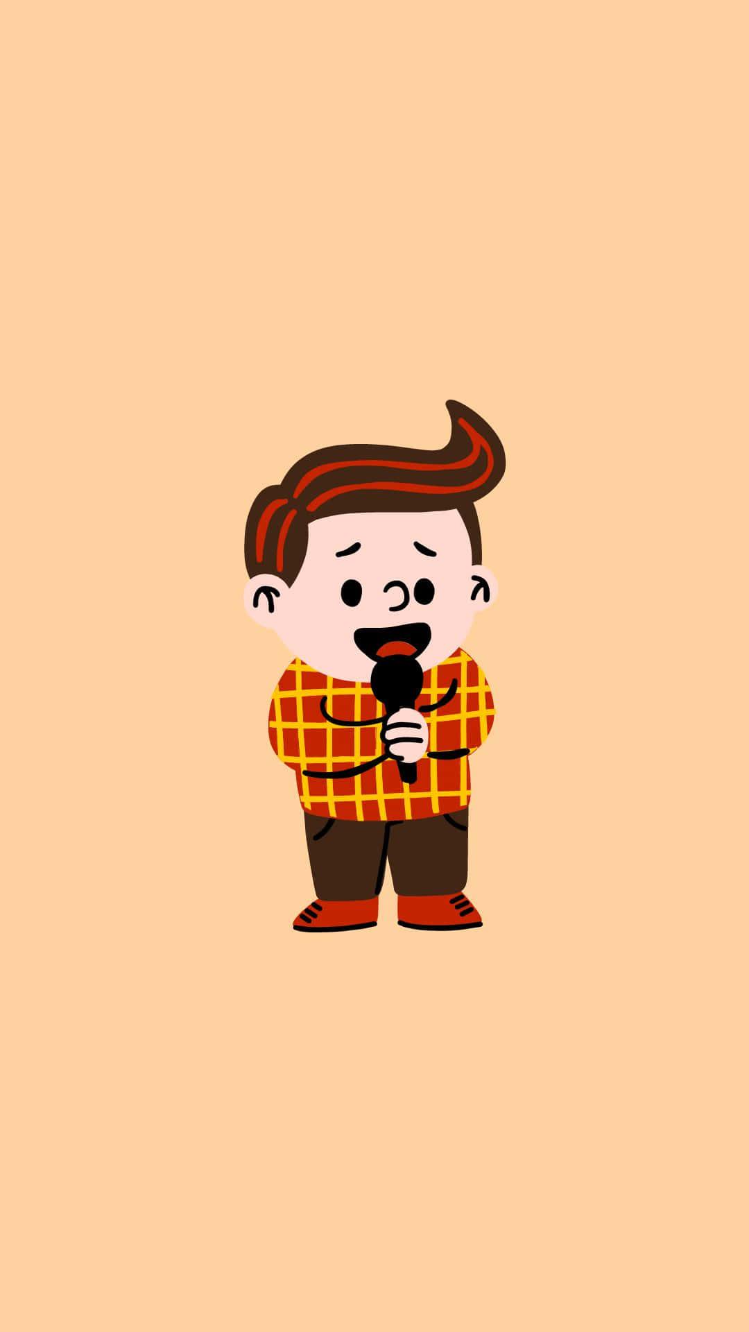 Handsome Boy Cartoon Talking With Microphone — 1080x1920 wallpaper