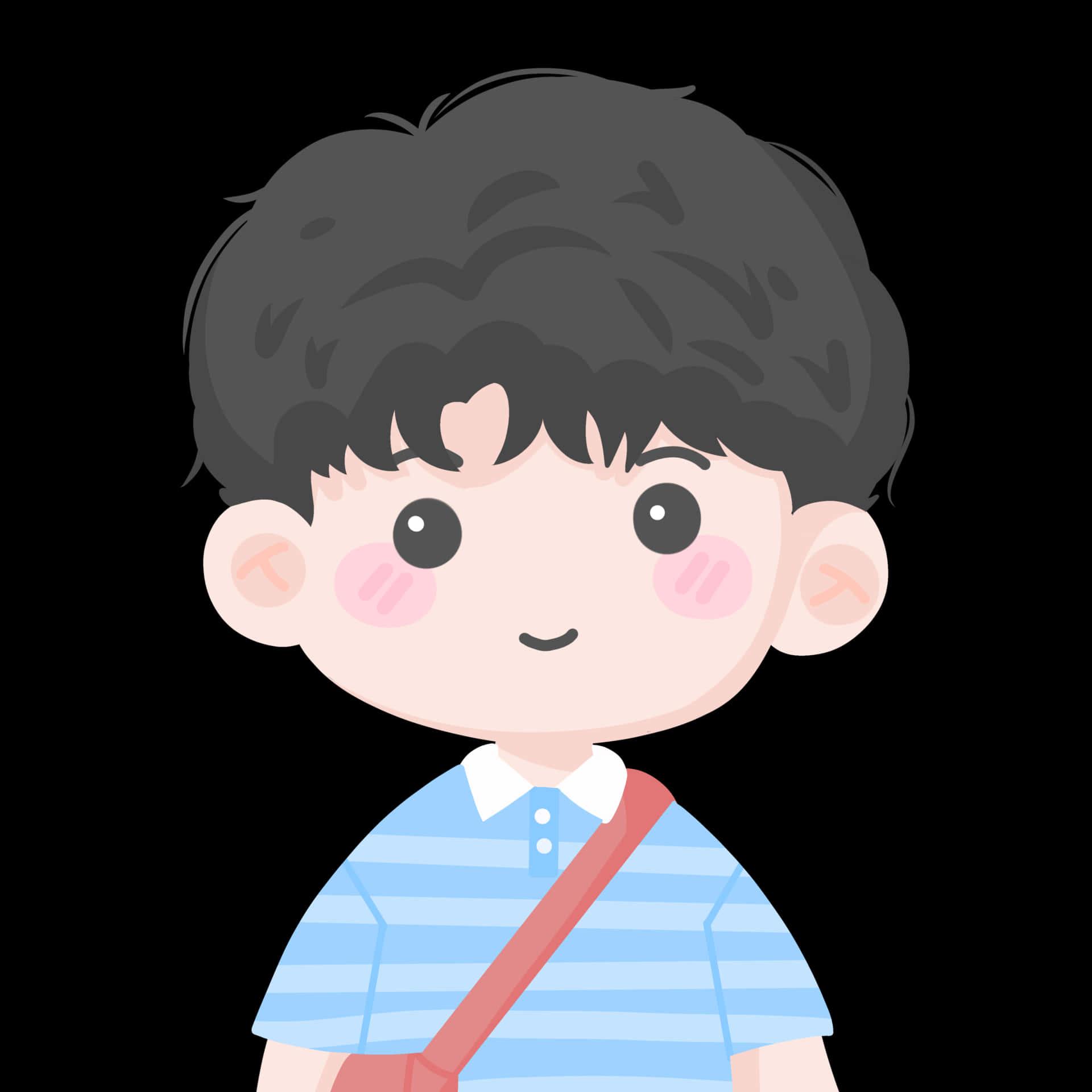 Handsome Boy Cartoon Wearing Blue Shirt — 1920x1920 wallpaper