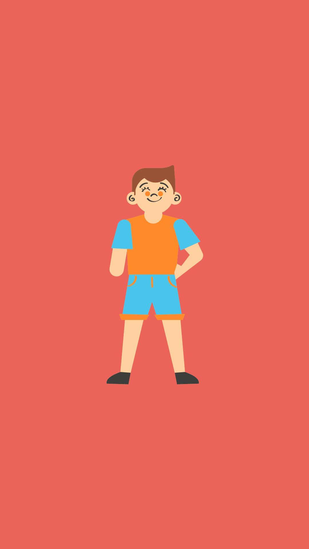 Handsome Boy Cartoon Wearing Orange And Blue — 1080x1920 wallpaper