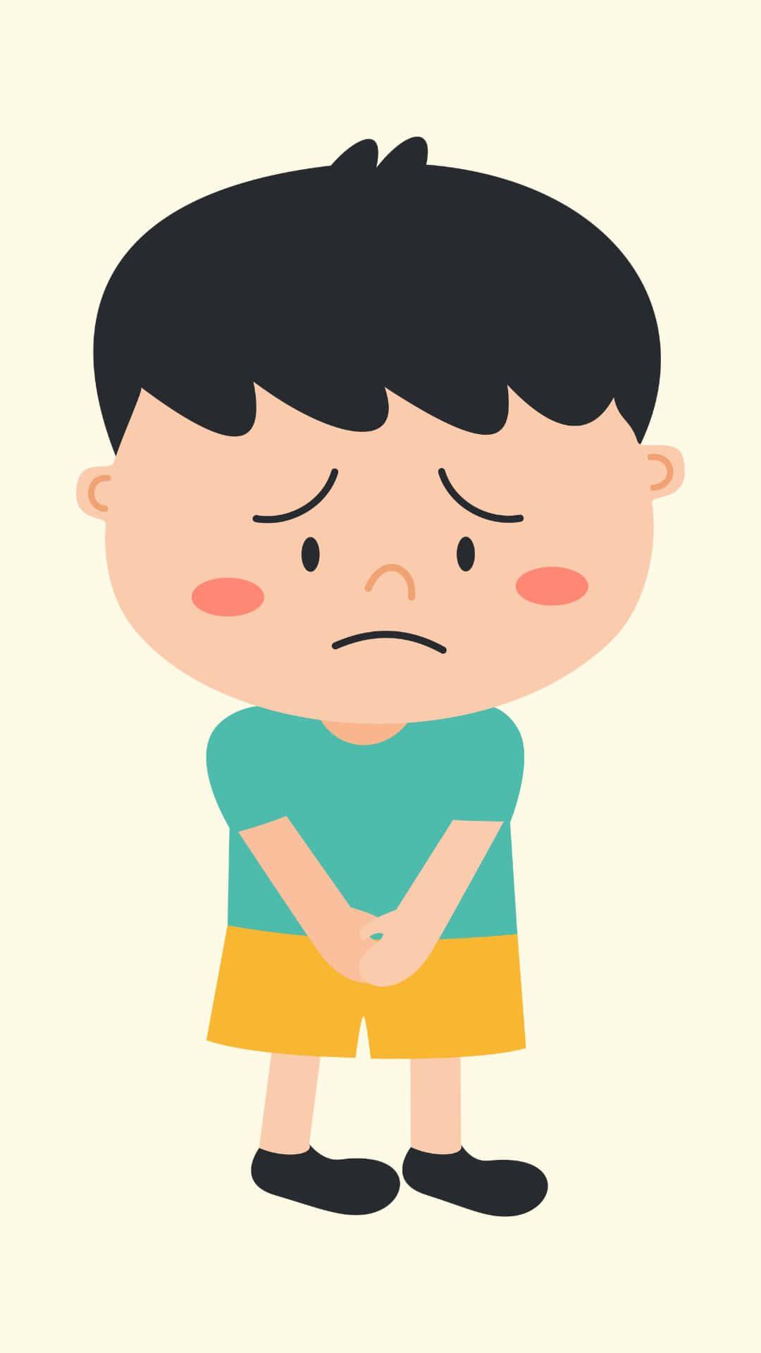 Handsome Boy Cartoon With Sad Expression — 1080x1920 wallpaper