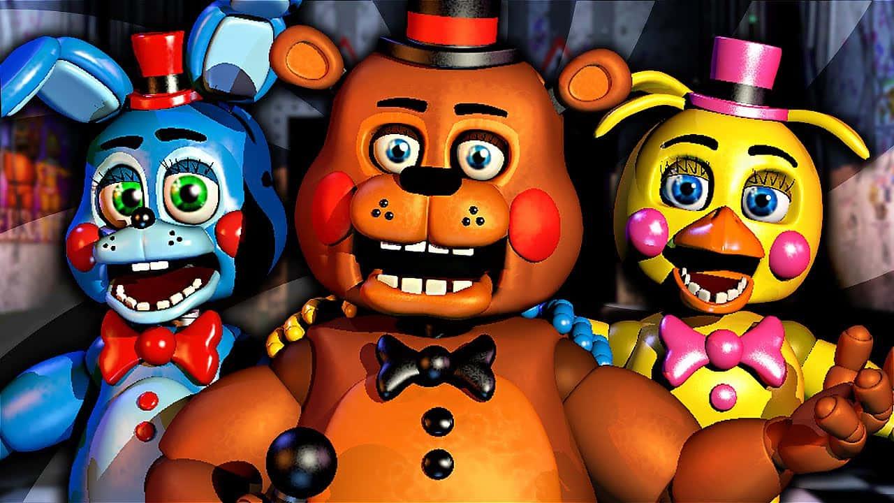 “Hang Out with Your Friends in the FNAF World" — 1280x720 wallpaper