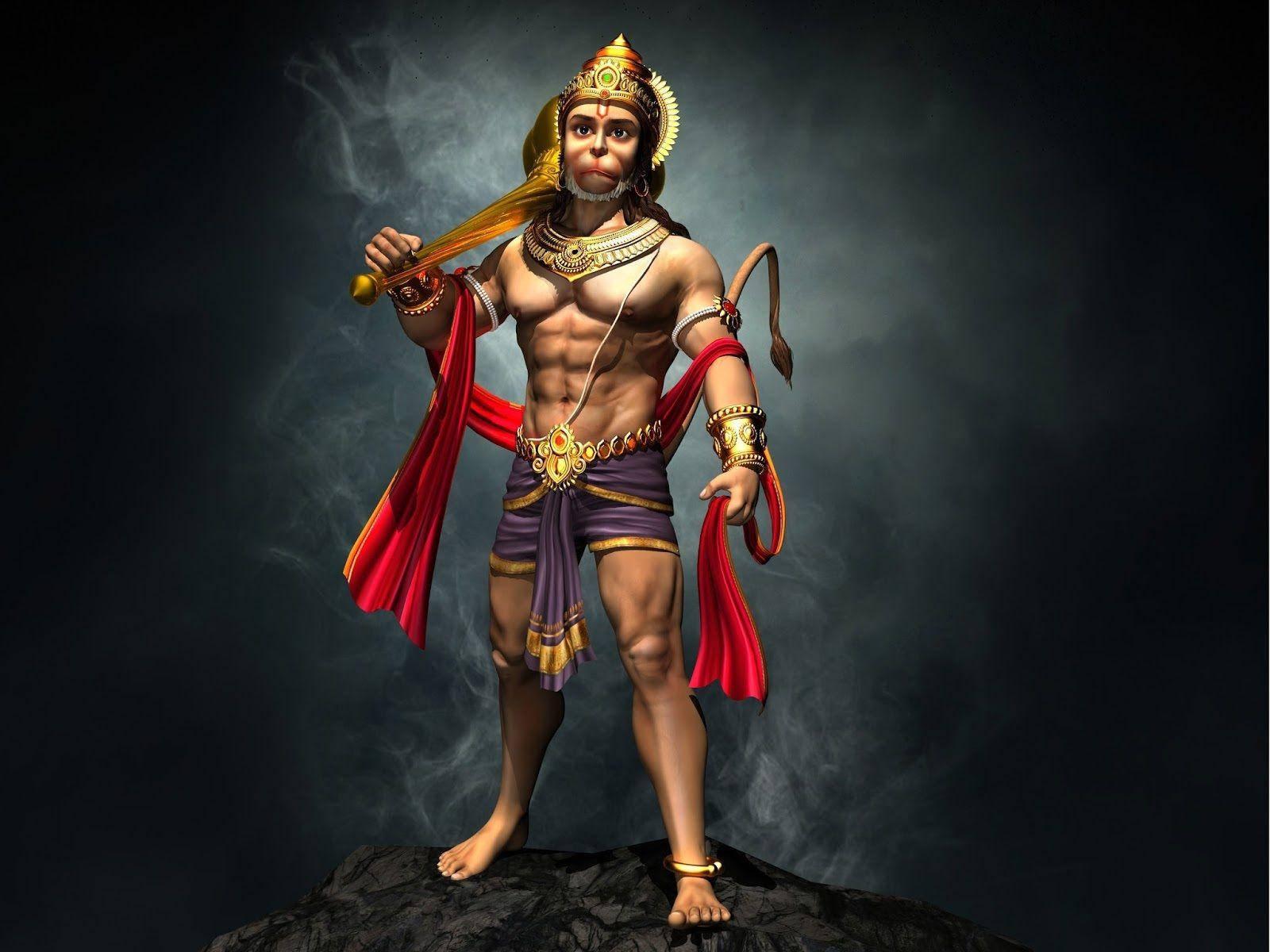 Hanuman 3D Render With Red Sash 4K HD