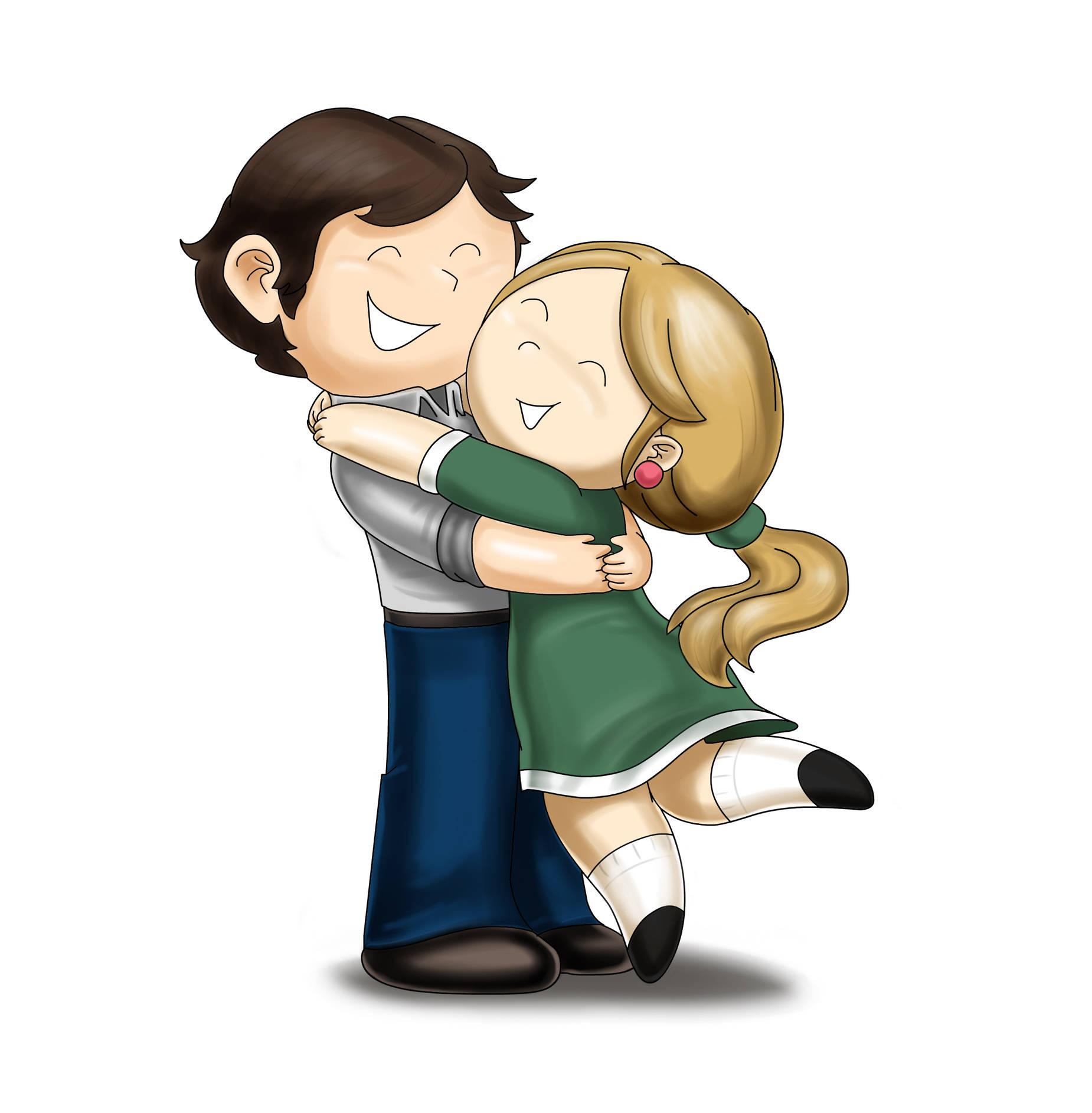 Happy and Cute Cartoon Couple — 1850x1886 wallpaper