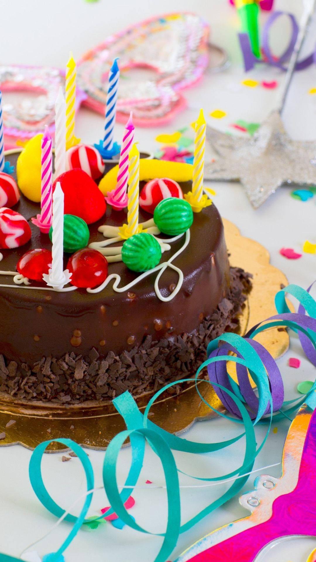 Happy Birthday Cake With Candies — 1080x1920 wallpaper