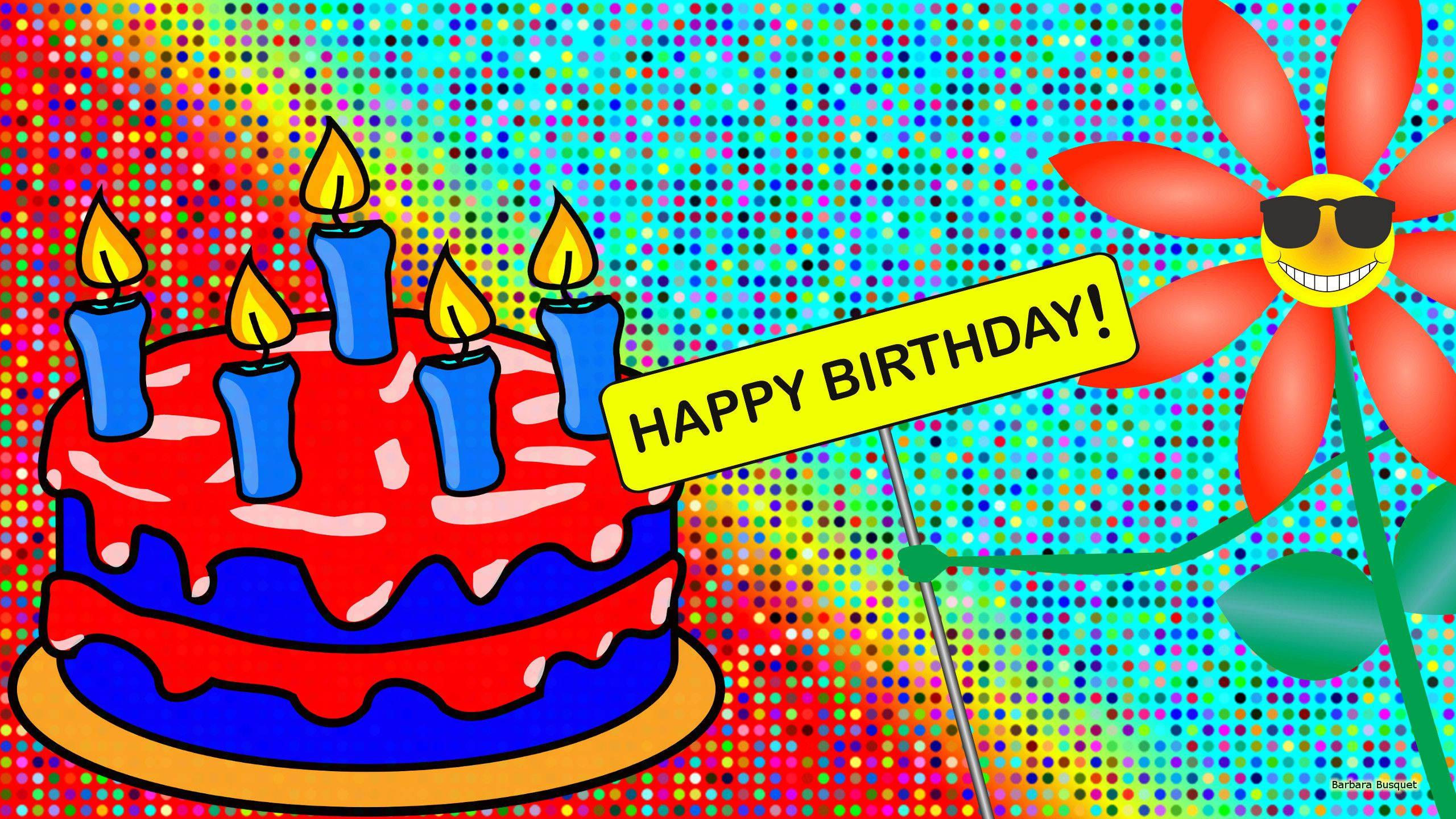 Happy Birthday Cartoon Cake — 2560x1440 wallpaper