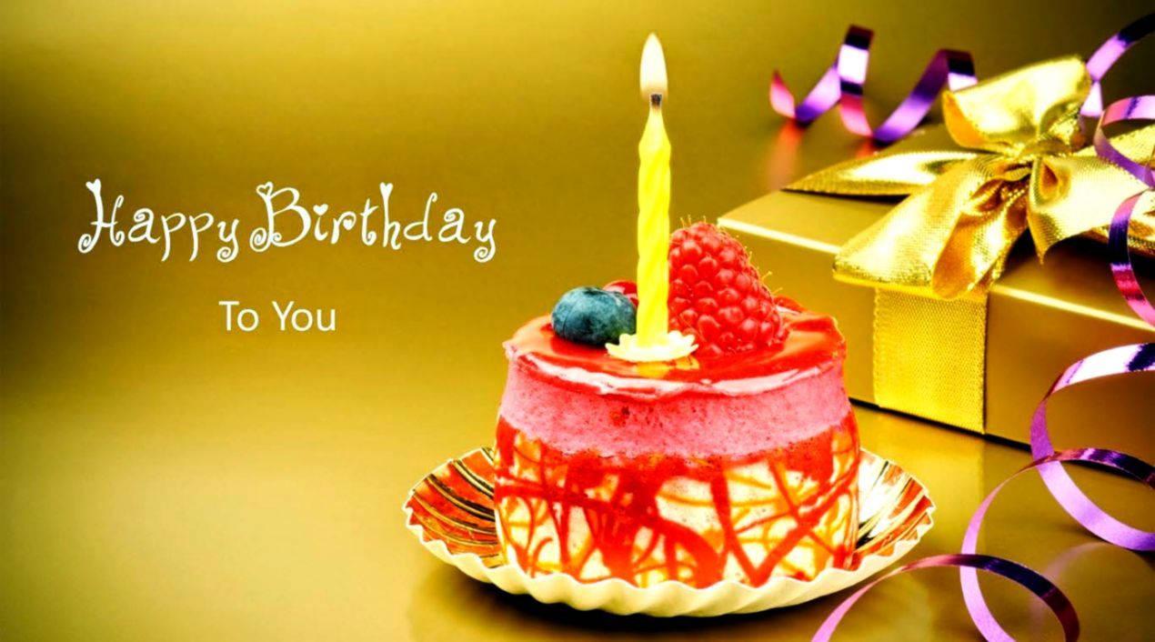 Happy Birthday Greeting Strawberry Cake — 1270x706 wallpaper