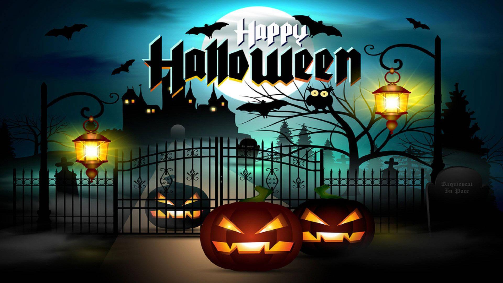 Happy Halloween Gate Pumpkins — 1920x1080 wallpaper