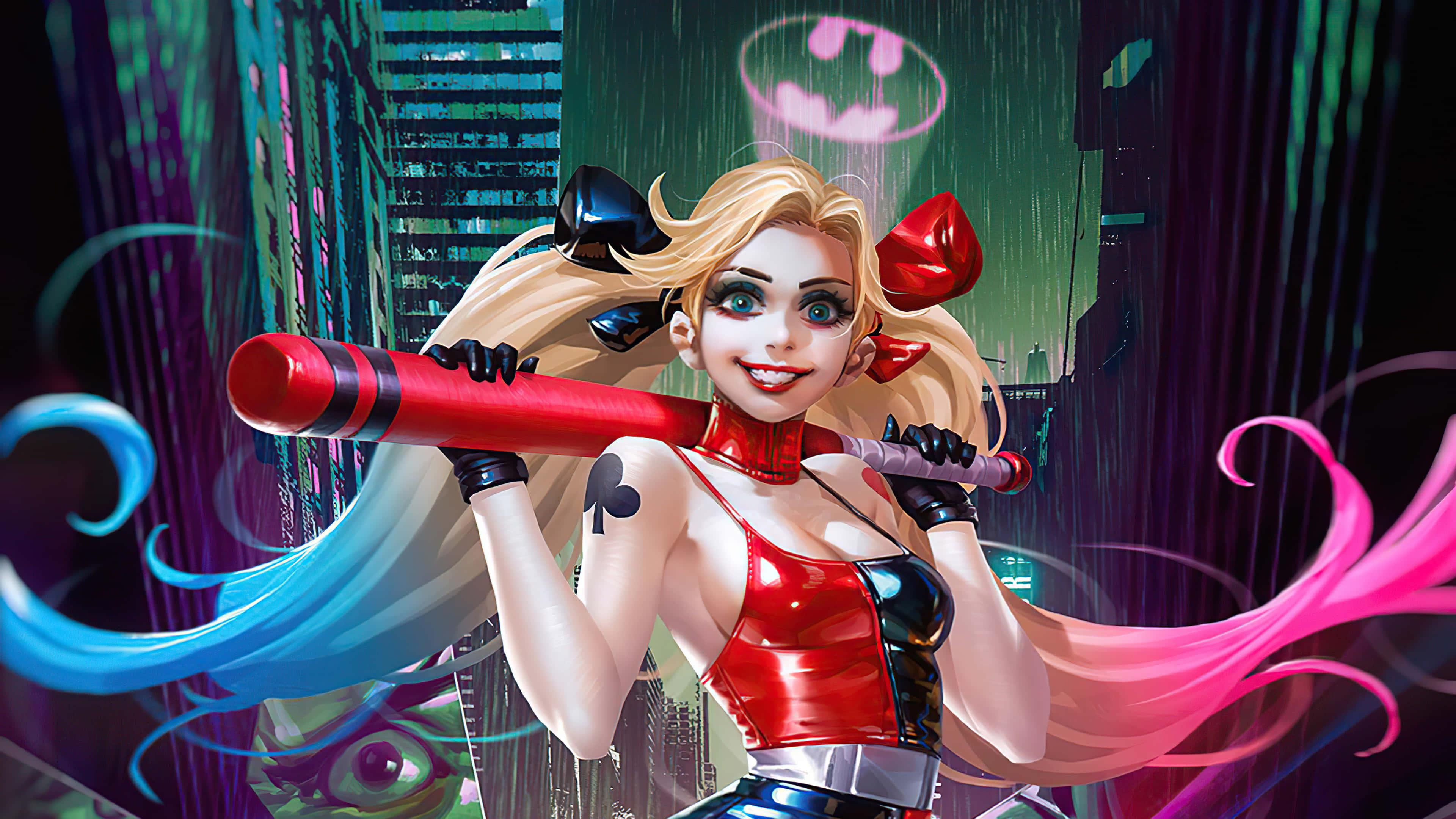 Harley Quinn Cartoon Animated Version Background — 3840x2160 wallpaper