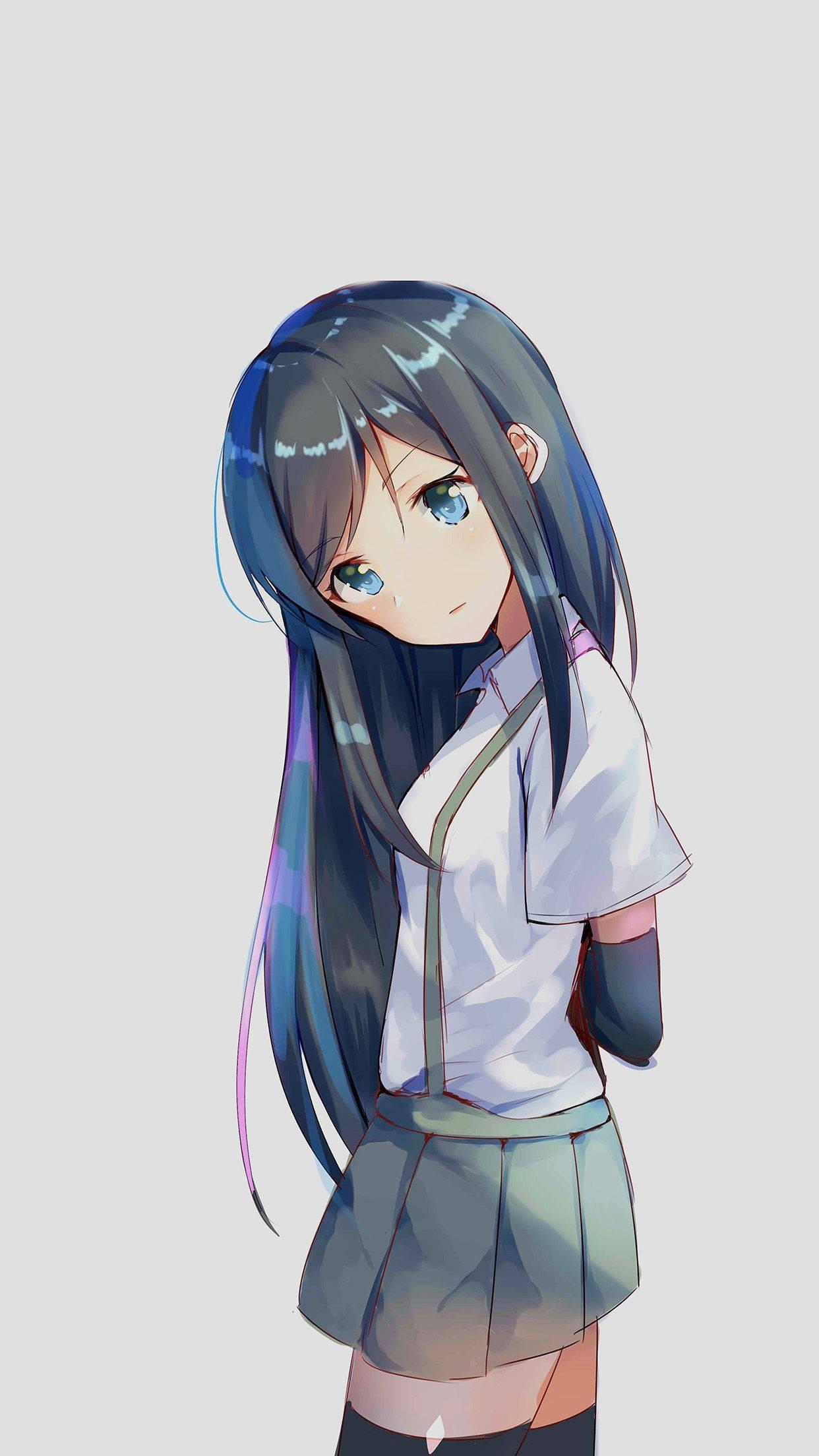 Head Tilt Cute Anime Girl iPhone — 1242x2208 wallpaper